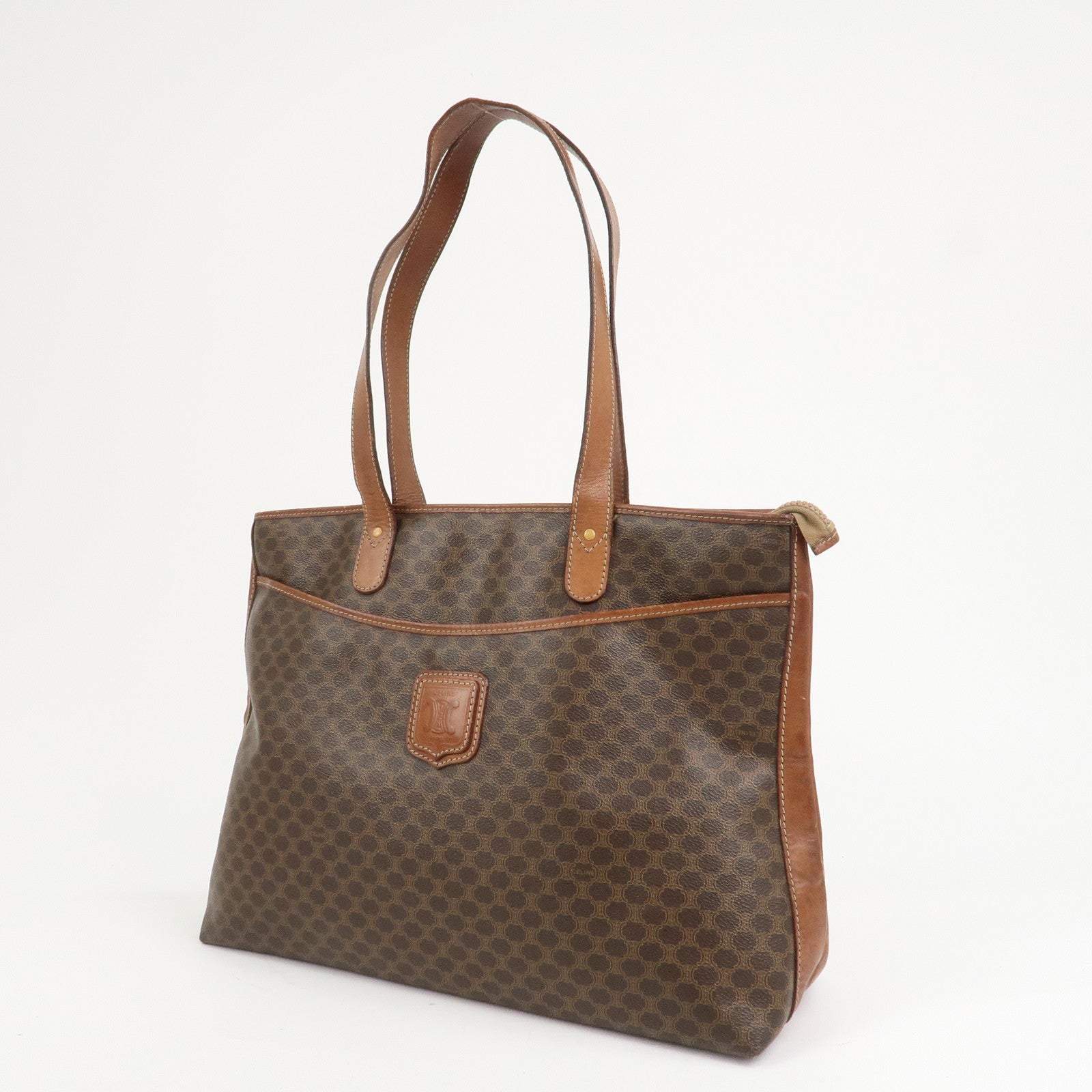 CELINE Macadam PVC Leather Tote Bag Shoulder Bag Brown