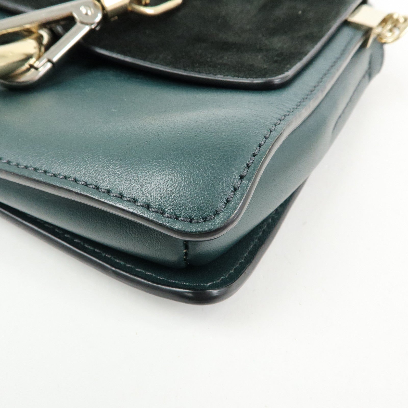 Chloe Faye Suede Leather Shoulder Bag Crossbody Bag Dark Green