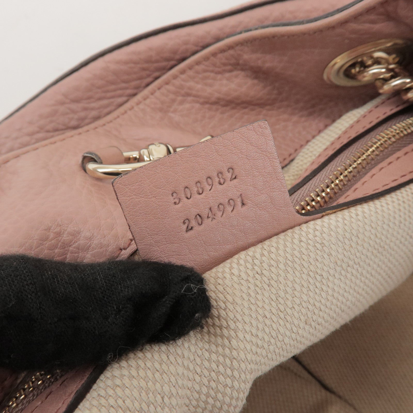 GUCCI SOHO Leather Chain Shoulder Bag Fringe Charm Pink 308982
