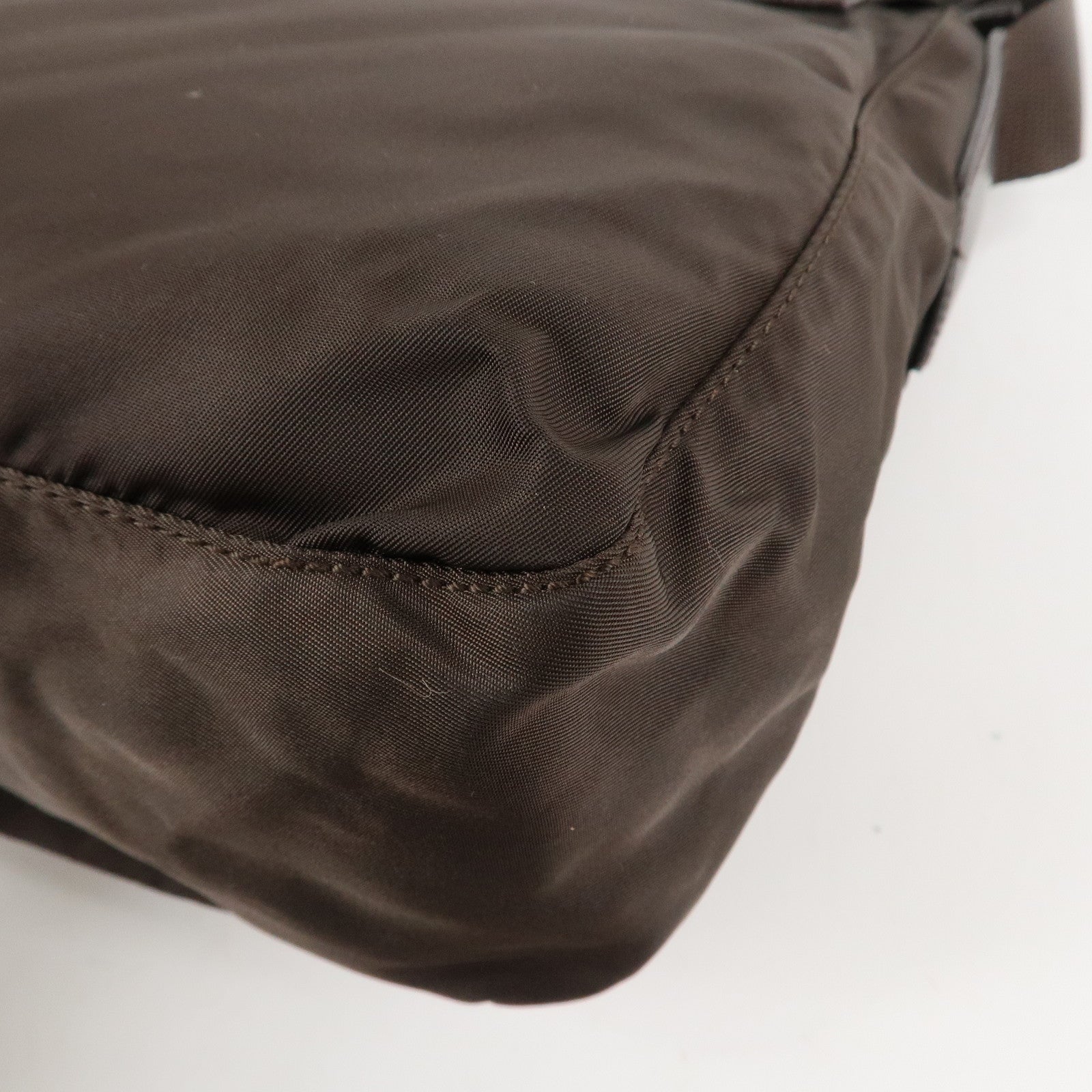 PRADA Triangle Logo Nylon Leather Shoulder Bag Crossbody Bag Brown Used
