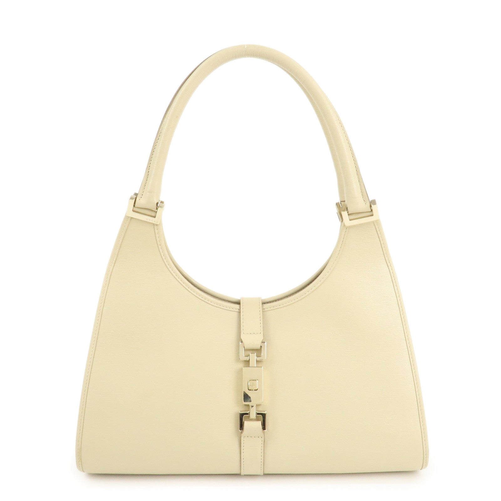GUCCI Jackie Leather Shoulder Bag Hand Bag Light Beige 002 1067 Used