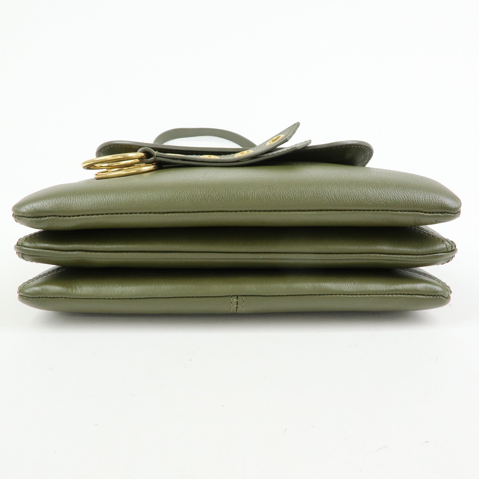 Chloe See by Chloe Phill Leather Shoulder Crossbody Bag Dark Green