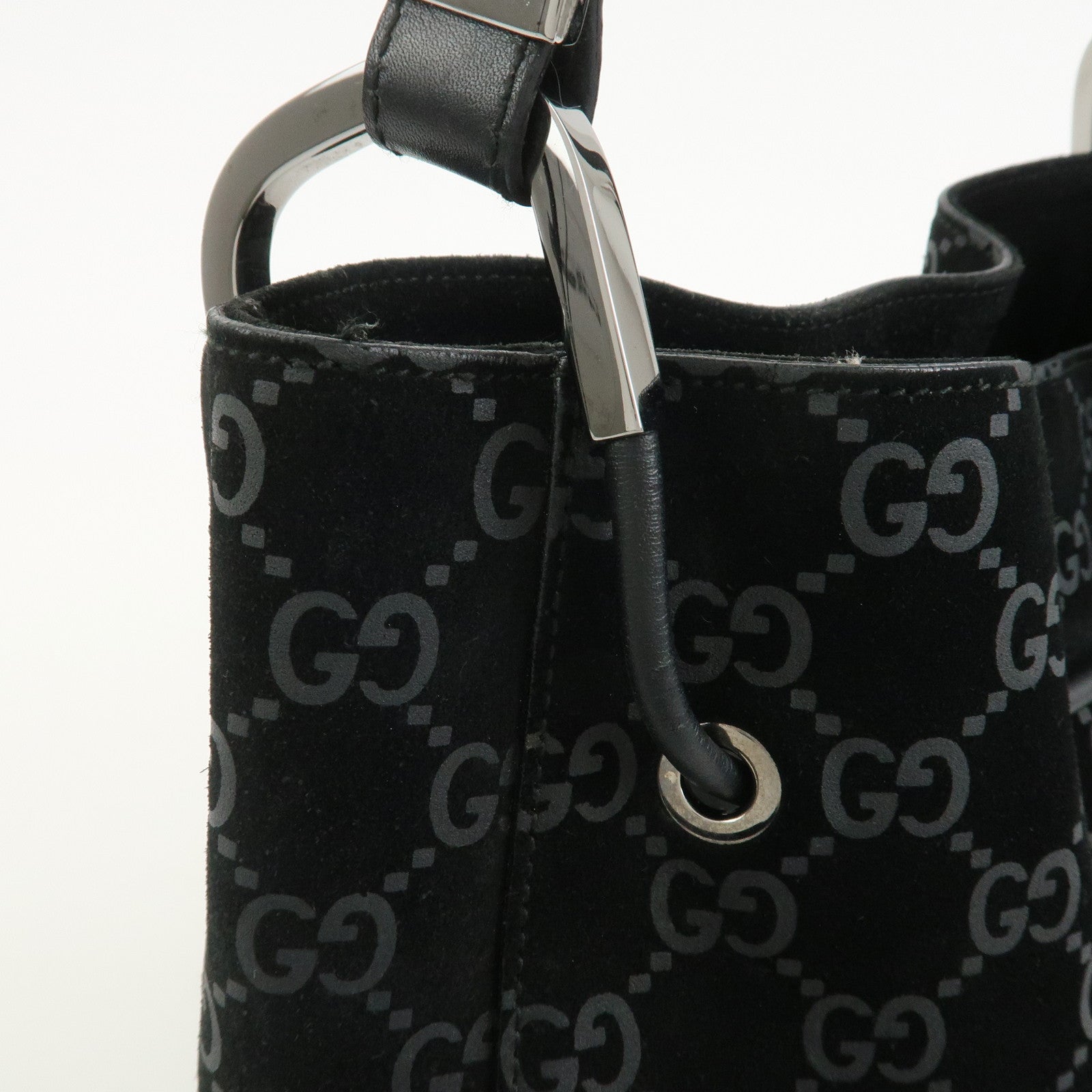 GUCCI GG Suede Shoulder Bag Hand Bag Black 001・3748