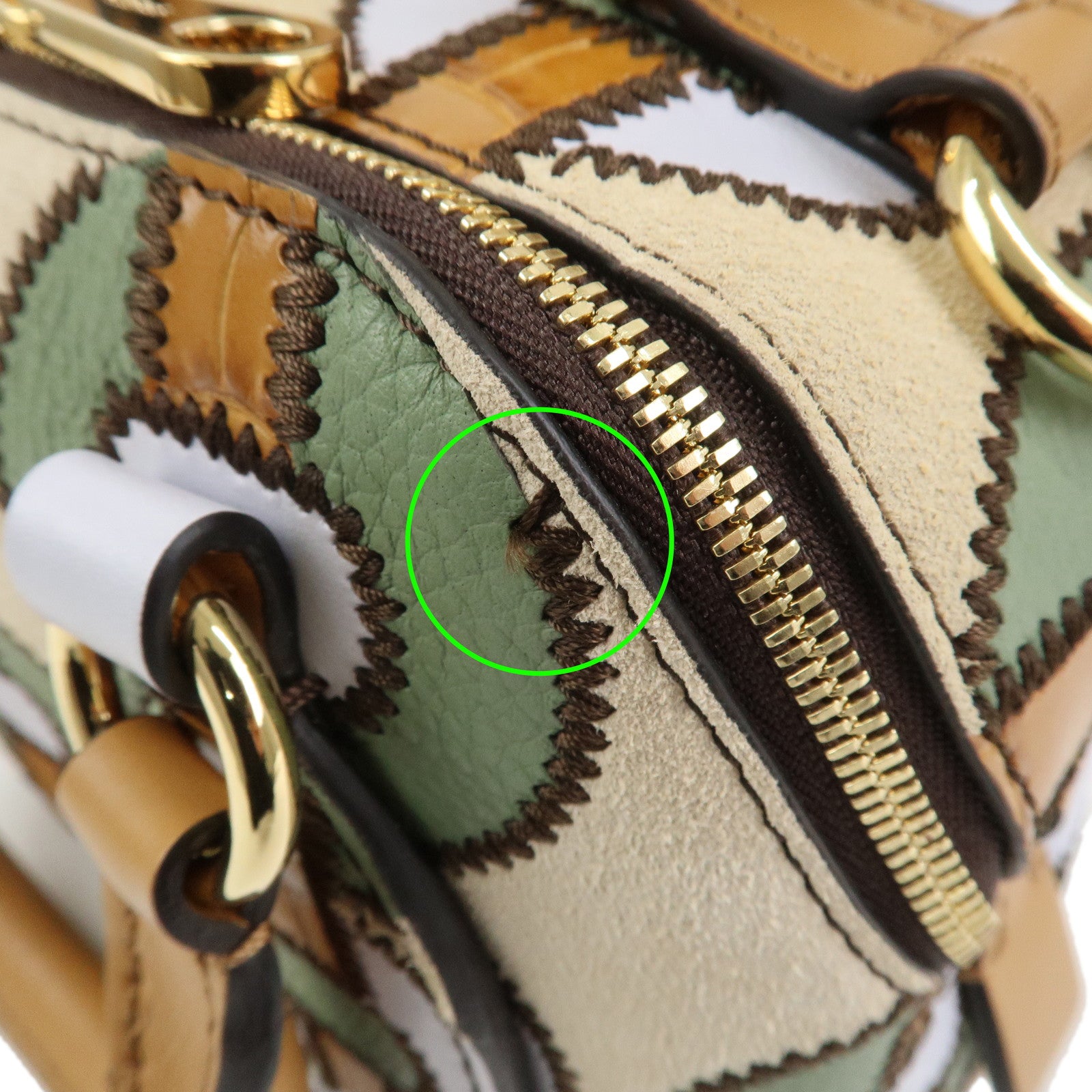 Chloe DARIA Suede Leather 2Way Bag Shoulder Bag Ivory Brown Green