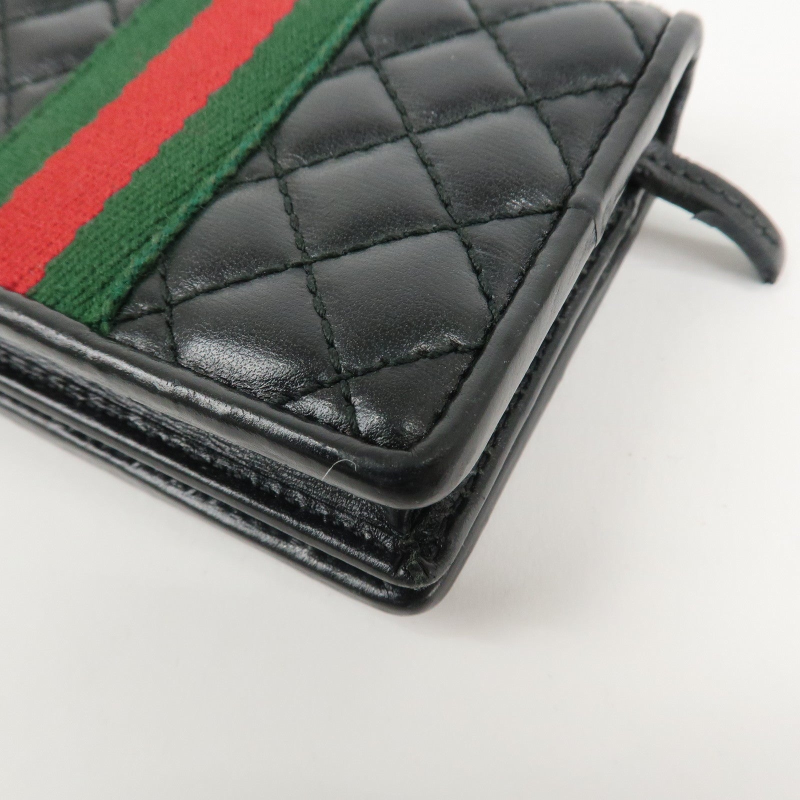 GUCCI Sherry GG Marmont Leather Bi-Fold Wallet Black 536453 Used