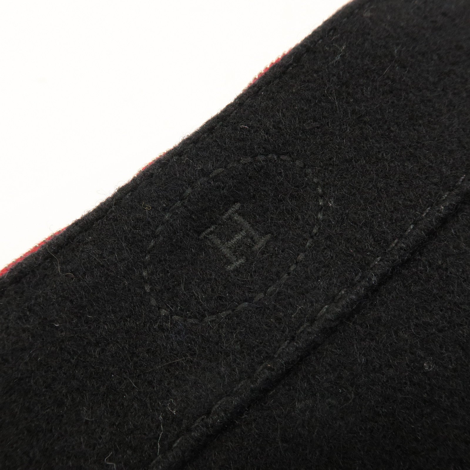 HERMES Bolide Pouch MM Wool Leather Cosmetic Pouch Black Red