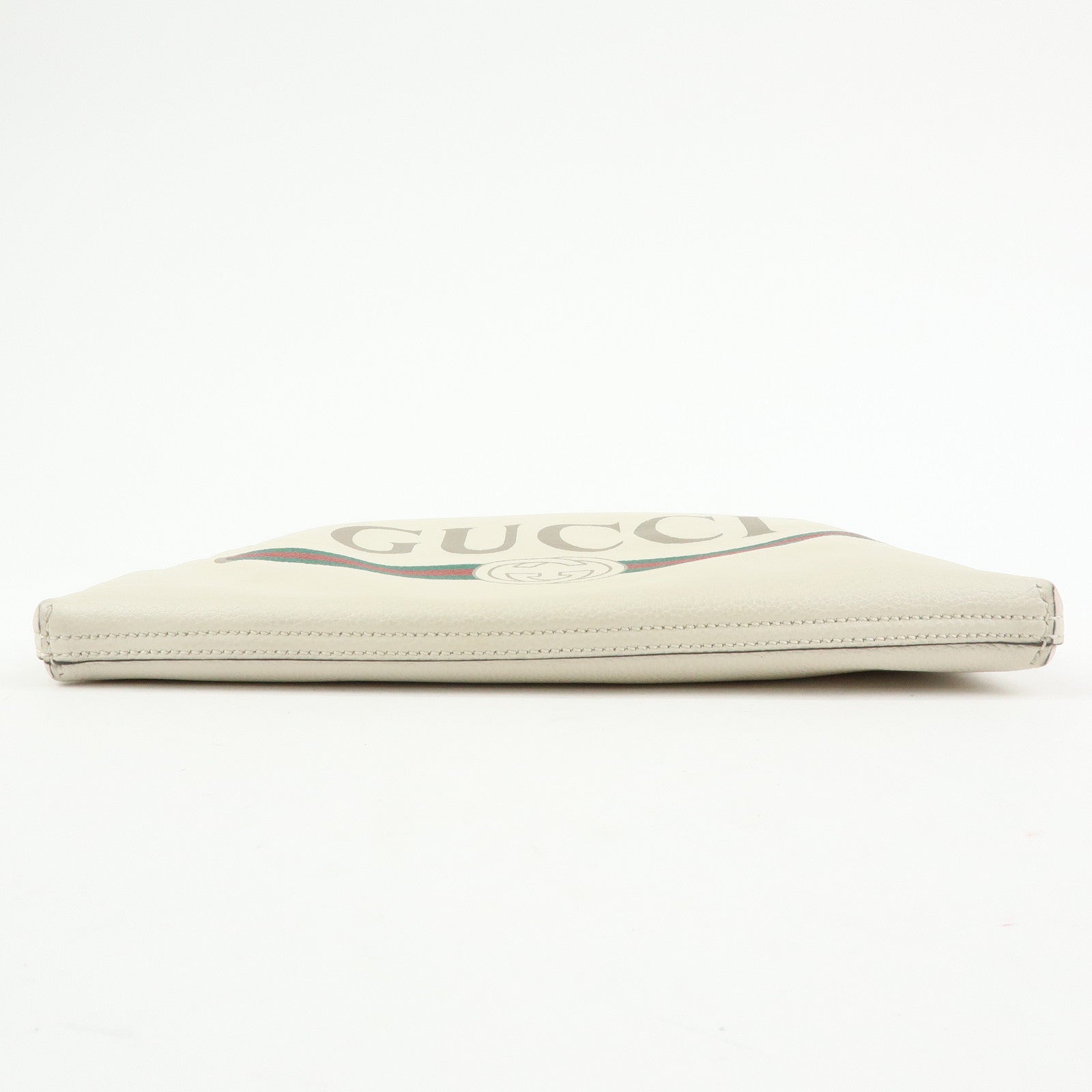 GUCCI Sherry Vintage Logo Leather Clutch Bag Pouch Ivory 500987