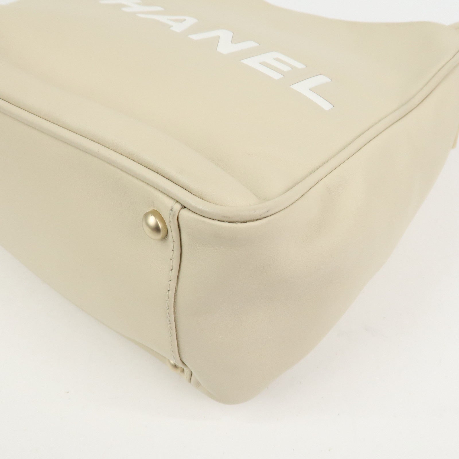 CHANEL Camelia Lambskin Hand Bag Tote Bag Ivory A20856