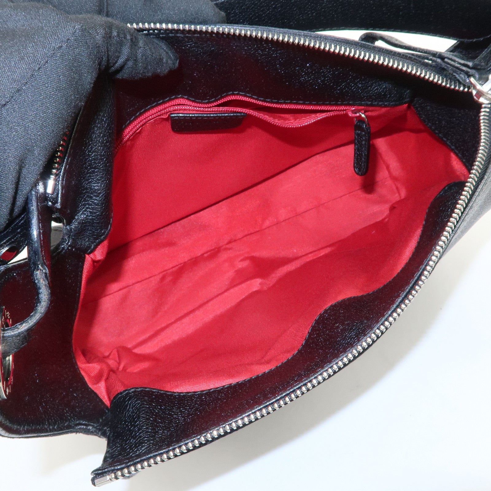 BVLGARI Logo Mania Canvas Leather Hand Bag Shoulder Bag Black
