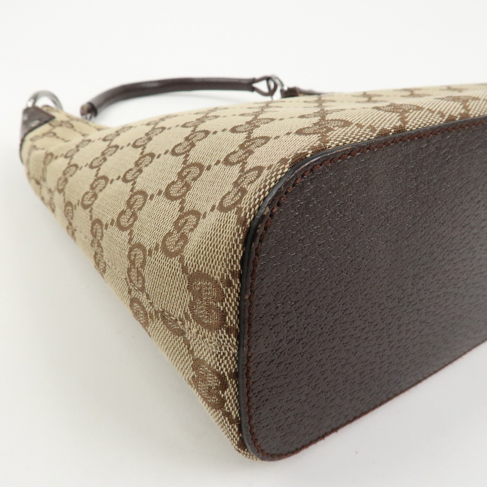 GUCCI GG Monogram Canvas Leather Shoulder Bag Beige Brown 115003