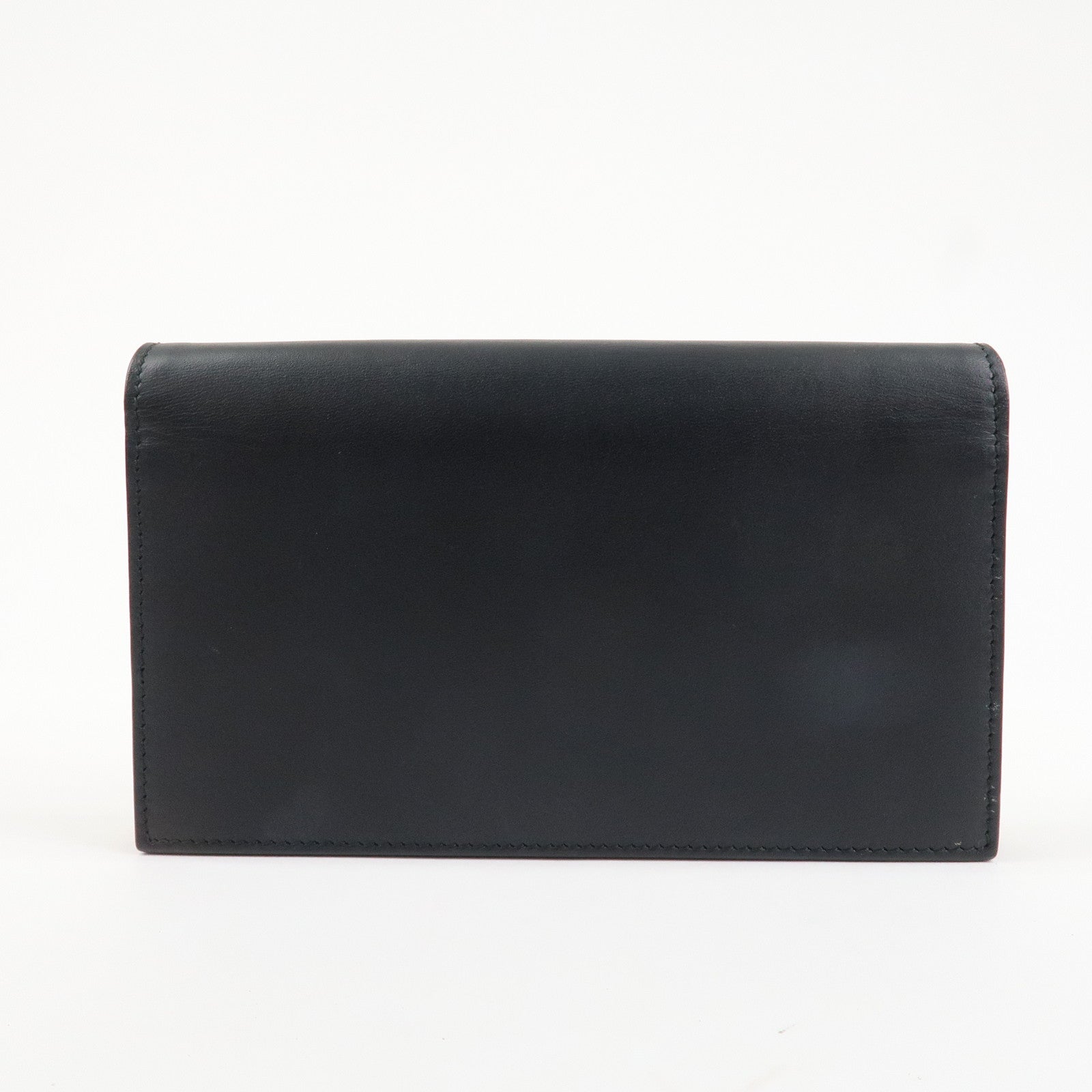 GUCCI GG Marmont Leather Chain Wallet Gold HDW Black 431478 Used