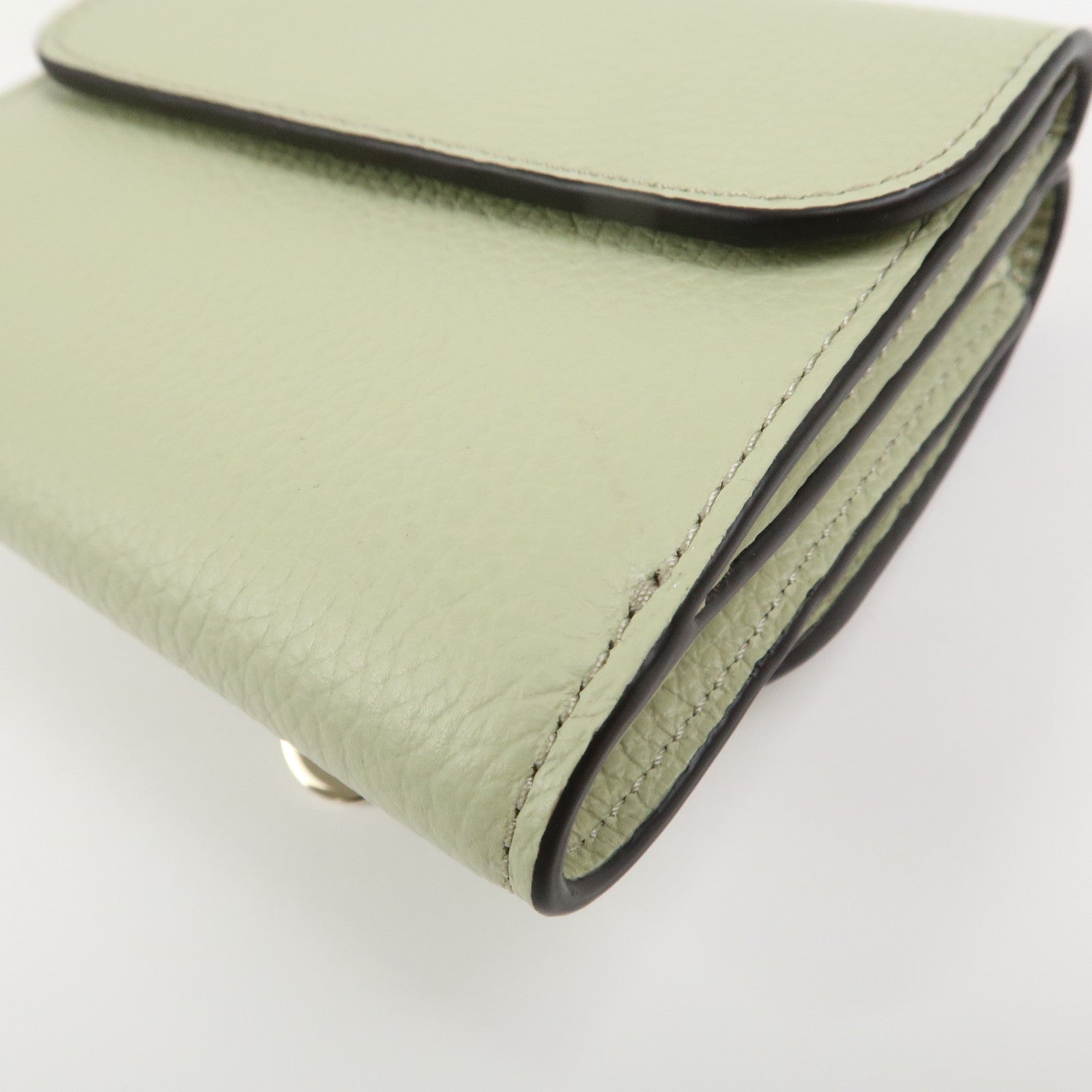 Chloe Leather Small Alphabet Tri-fold Compact Wallet Light Green