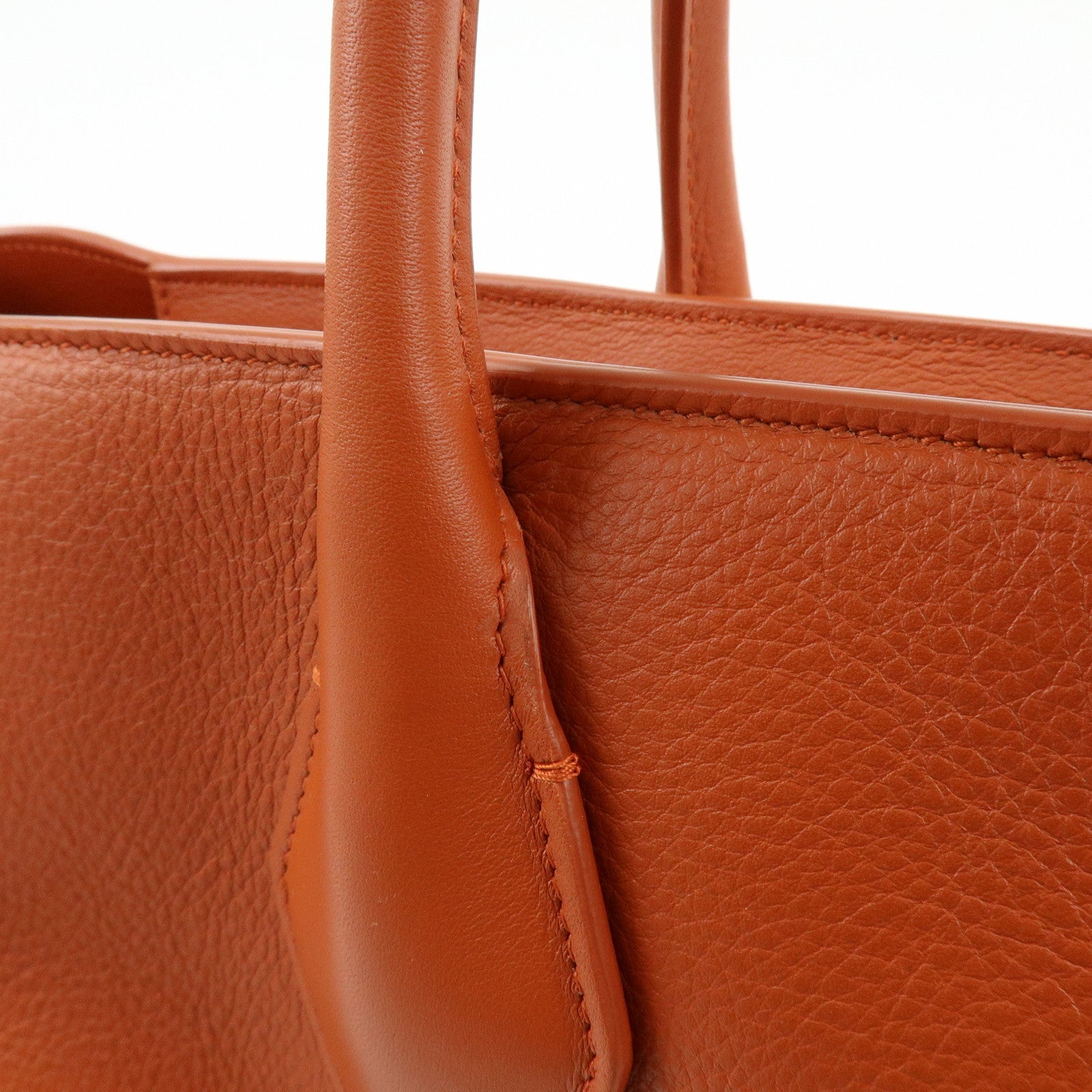 Ferragamo Logo Leather Tote Bag Hand Bag Orange