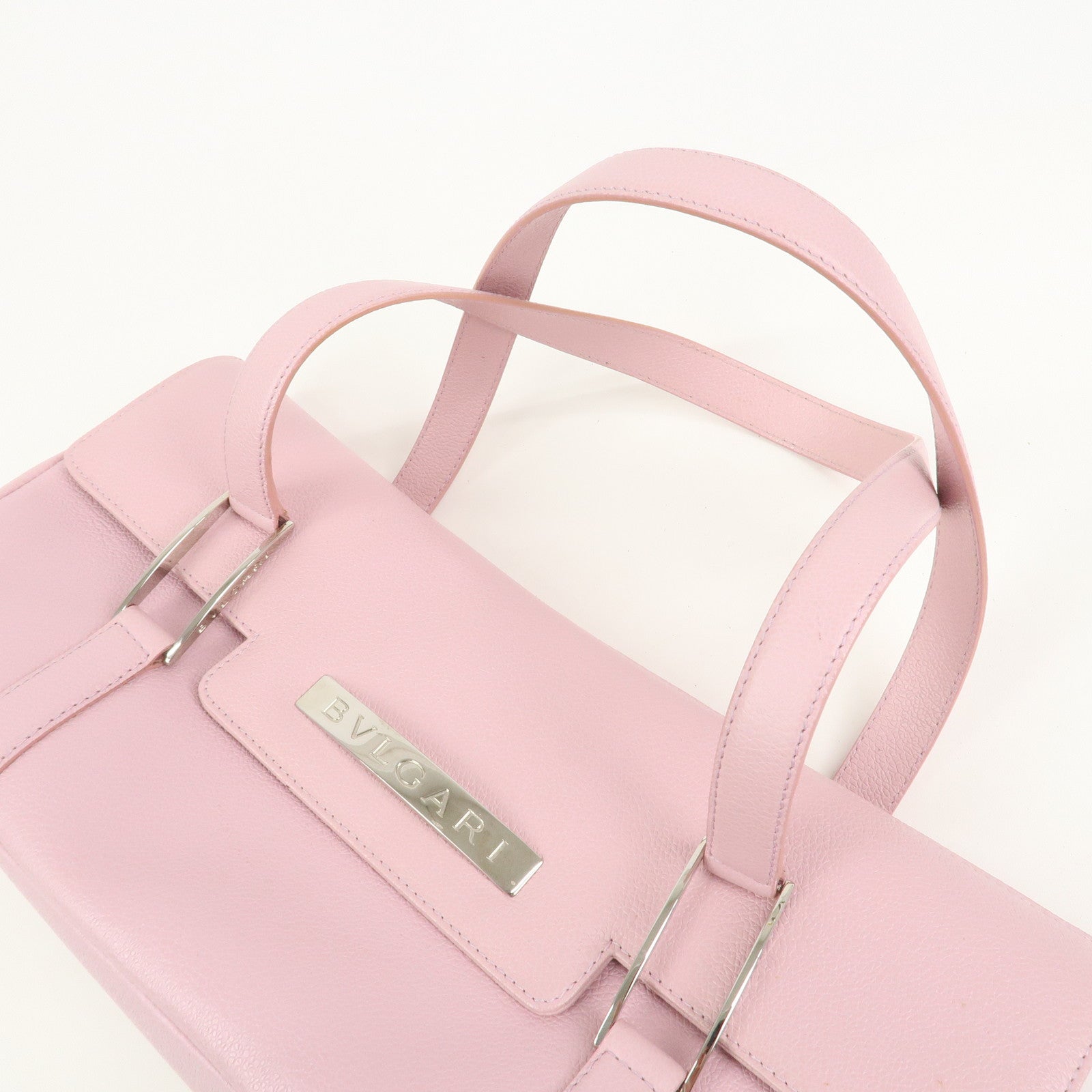 BVLGARI Logo Leather Shoulder Bag Hand Bag Pink