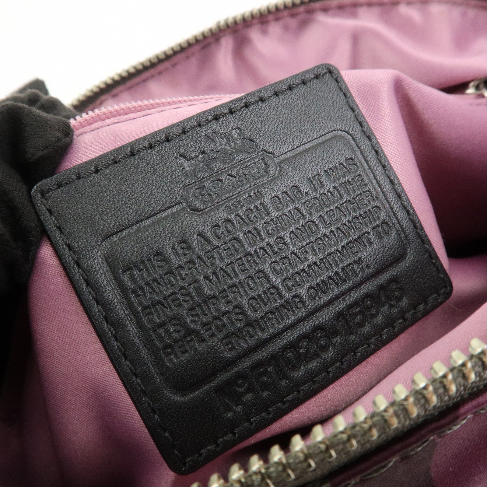 COACH Satin Leather 2Way Bag Shoulder Bag Hand Bag Khaki Purple