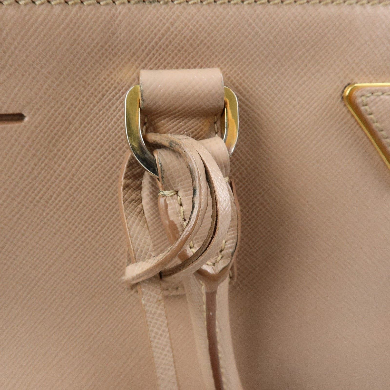 PRADA Triangle Logo Galleria Saffiano Leather Tote Hand Bag Pink