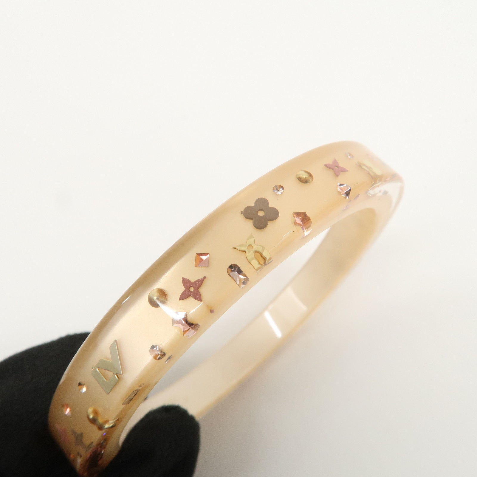 Louis Vuitton Inclusion Bracelet Bangle M Clear Pink Beige M67090