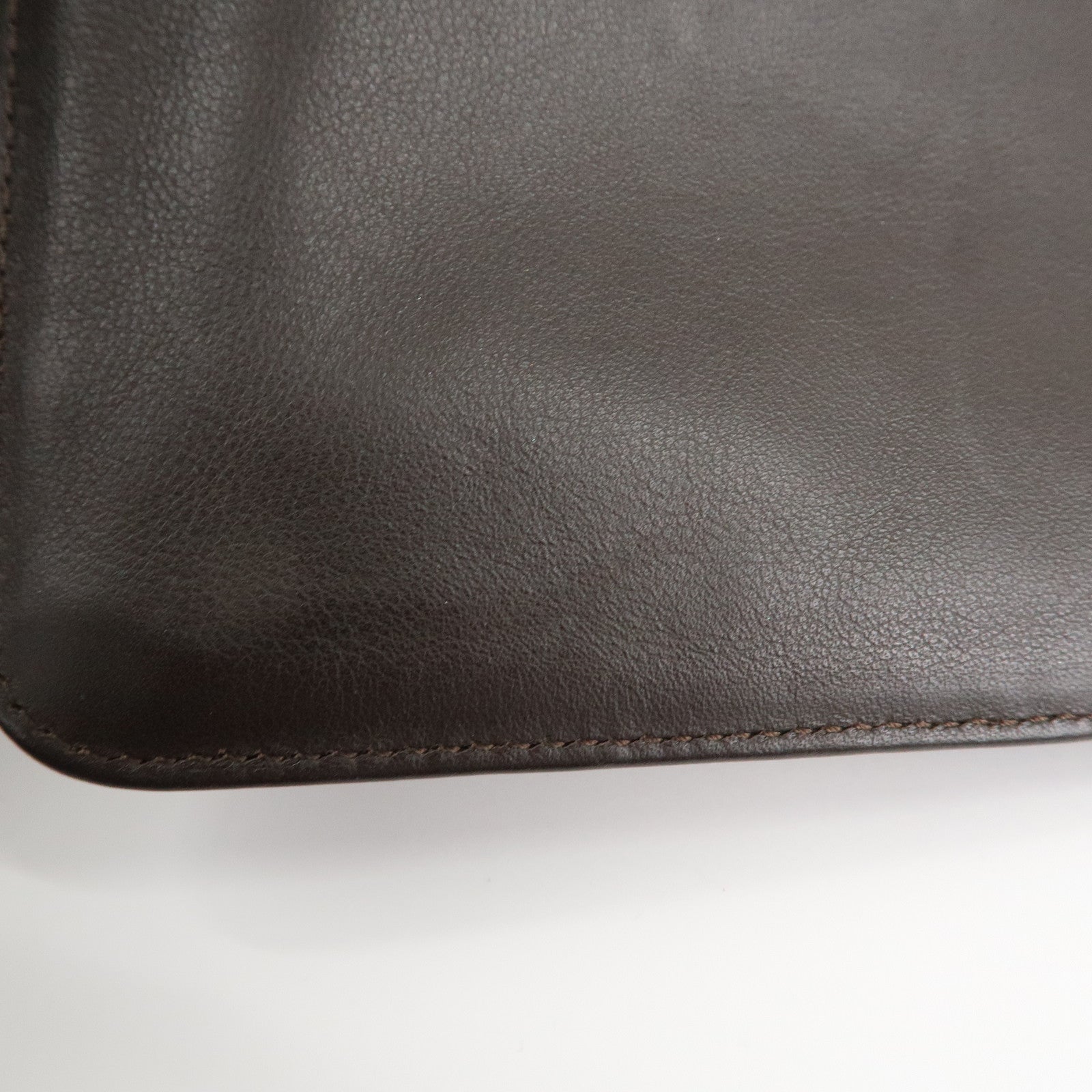 CHANEL Lamb Skin COCO Mark Pouch Silver Hardware Brown A25183 Used