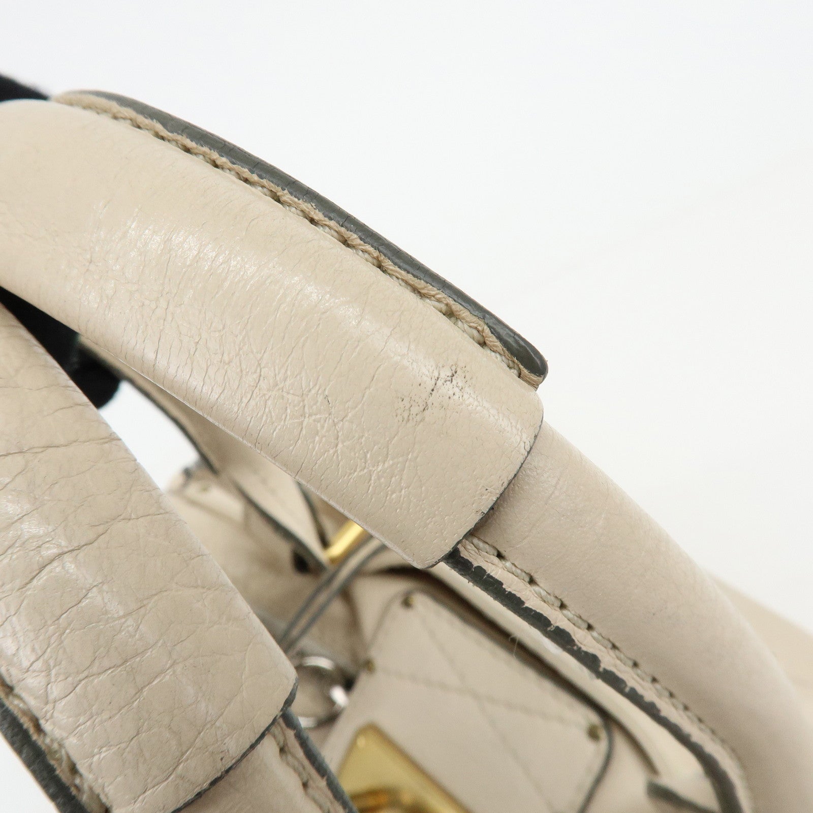 Chloe Paddington Leather Hand Bag Boston Bag Shoulder Bag Ivory