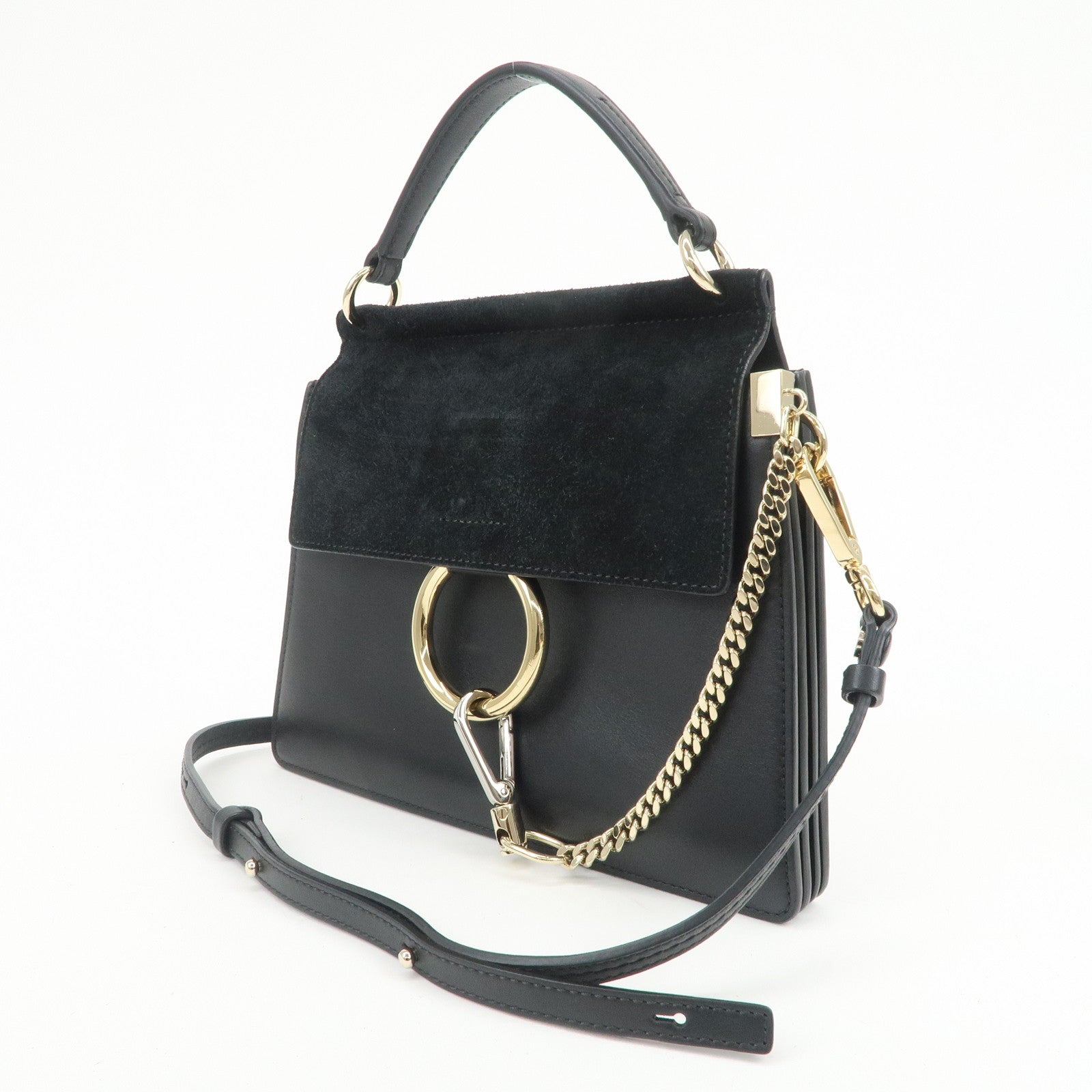 Chloe Faye Suede Leather 2Way Bag Hand Bag Shoulder Bag Black