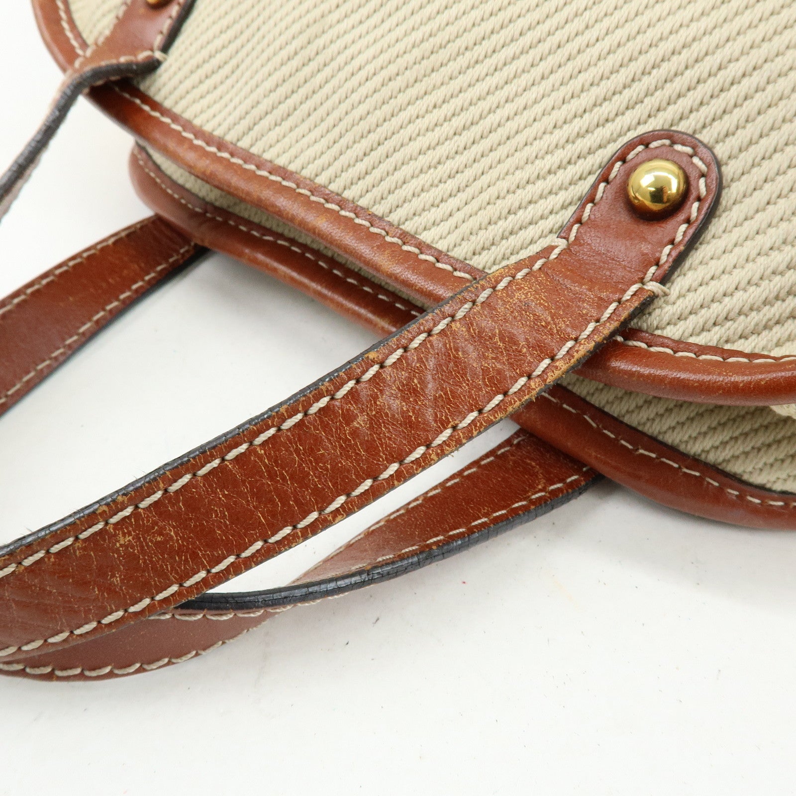 Chloe Susan Cotton Leather 2Way Bag Shoulder Bag Beige Brown