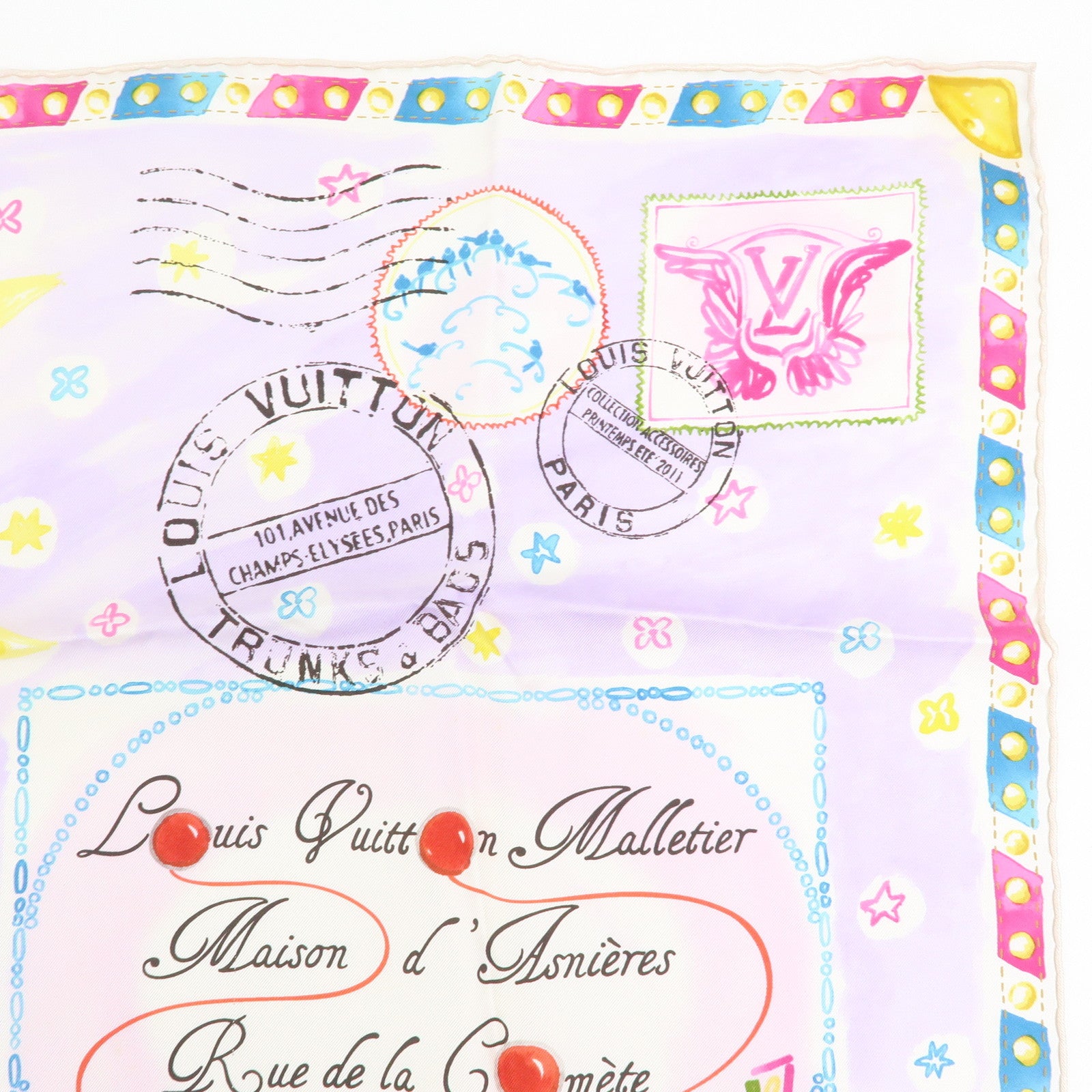Louis Vuitton Silk 100% Scarf Voyage Autour De Ma Malle M72898