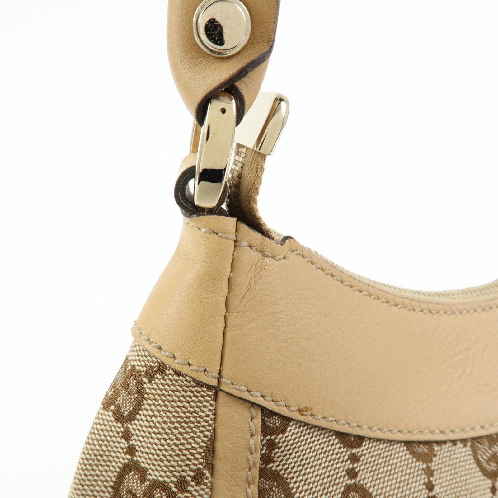 GUCCI Abbey GG Canvas Leather Shoulder Bag Hand Bag Beige 190525
