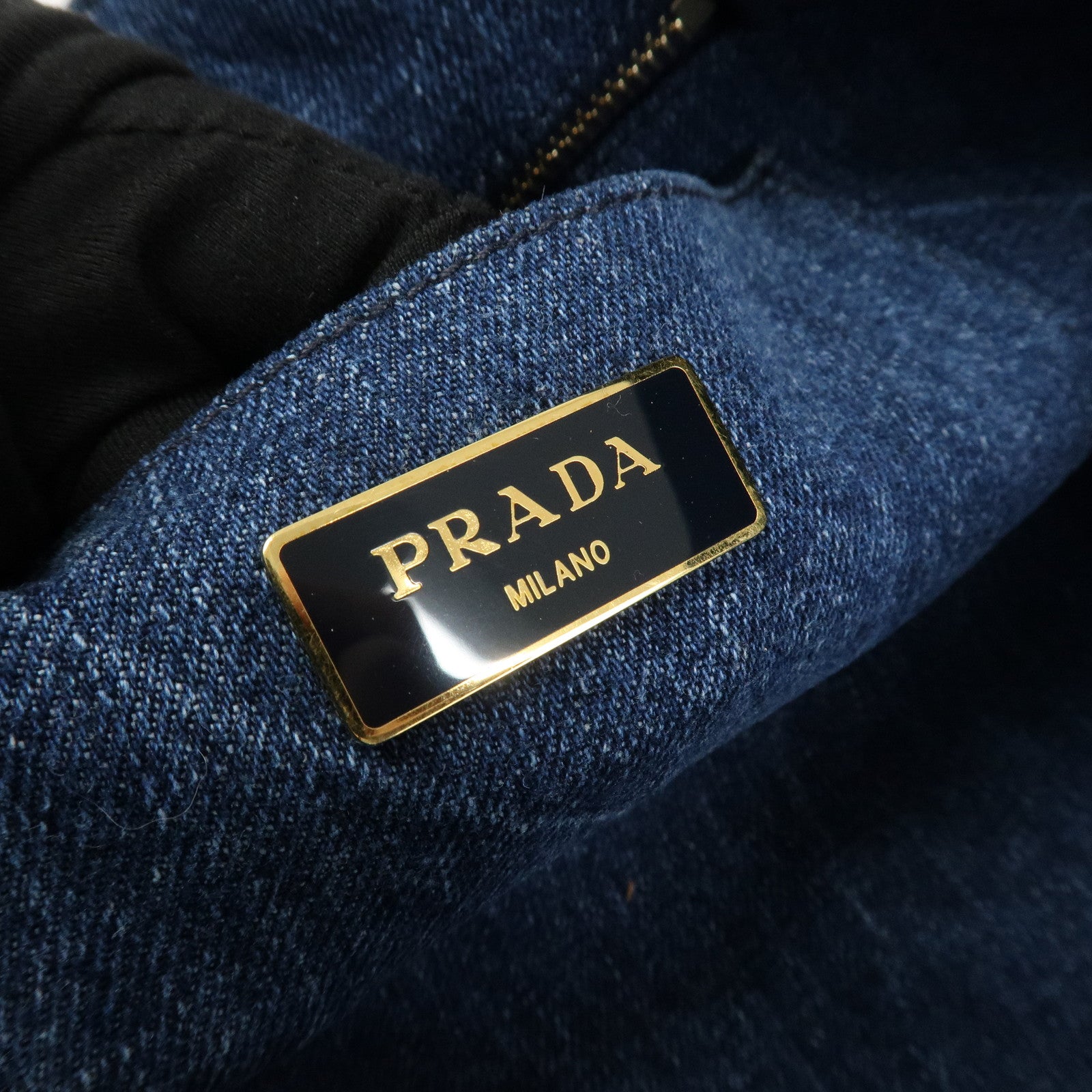 PRADA Logo Canapa Canvas Denim 2way Bag Hand Bag Blue B1877B
