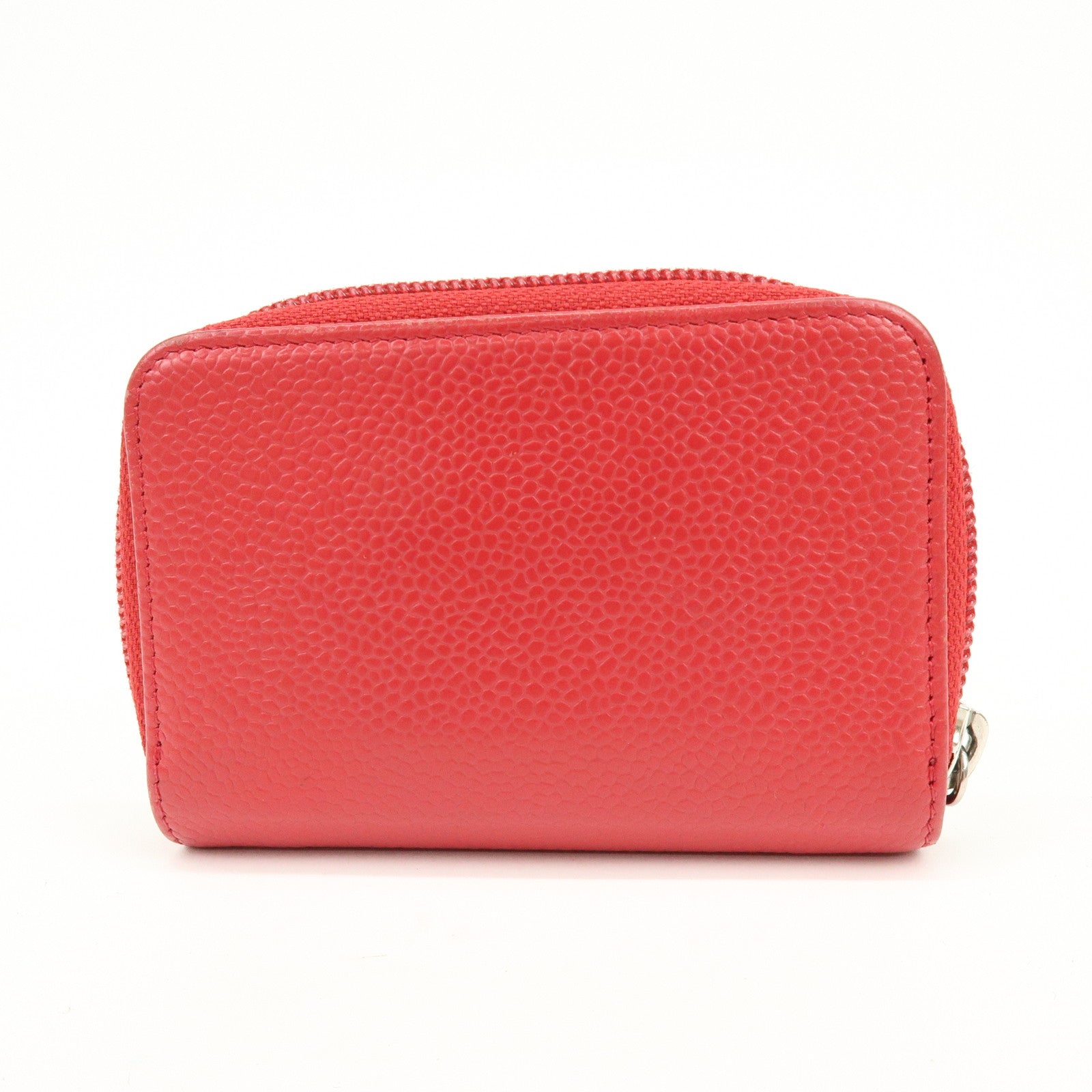 CHANEL COCO Mark Caviarskin Card Case Coin Case Red A68890