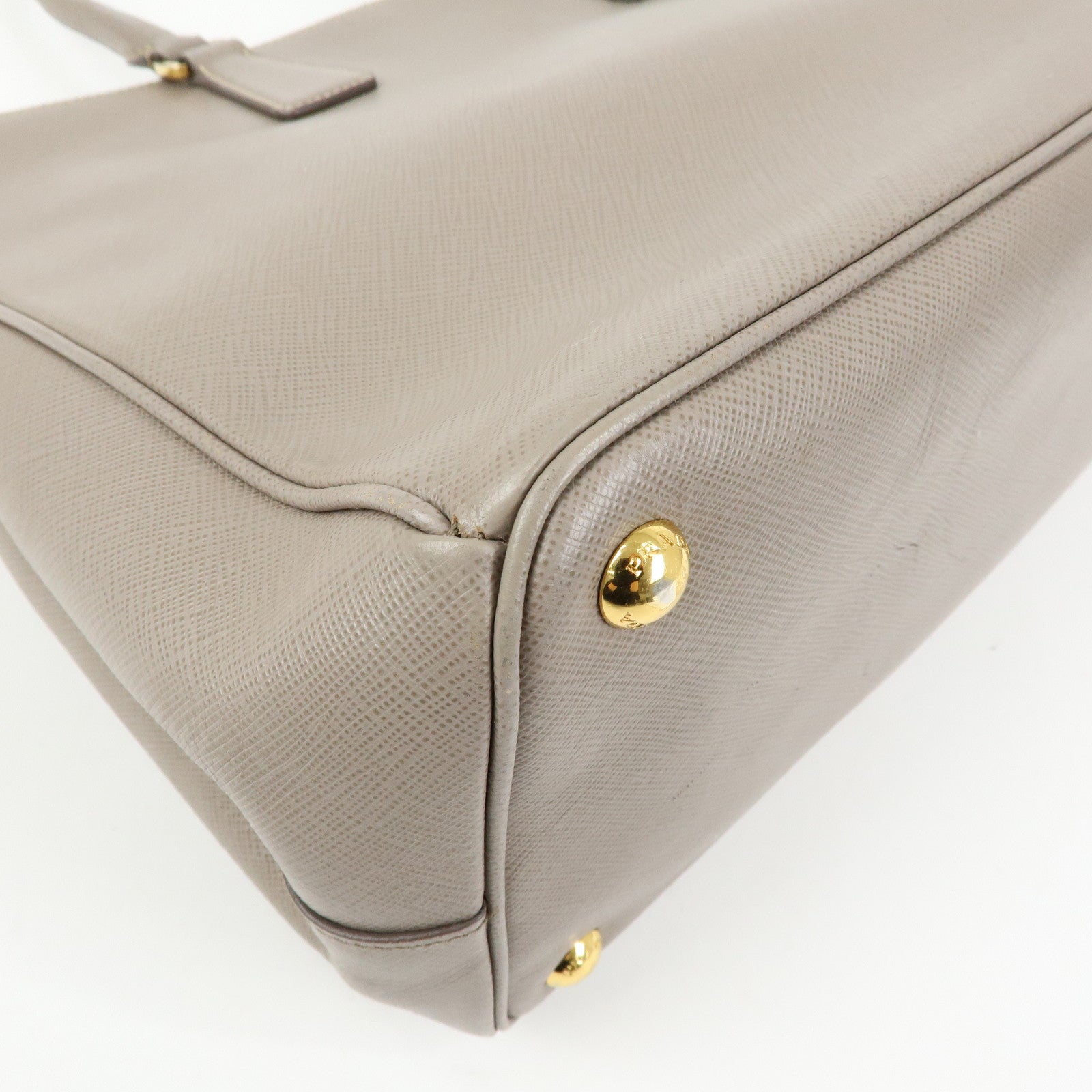 PRADA Triangle Logo Galleria Saffiano Leather Tote Hand Bag Gray