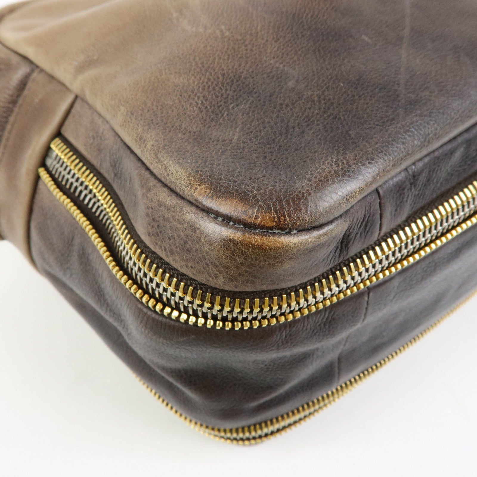 PRADA Logo Leather 2Way Bag Hand Bag Shoulder Bag Brown BL0472