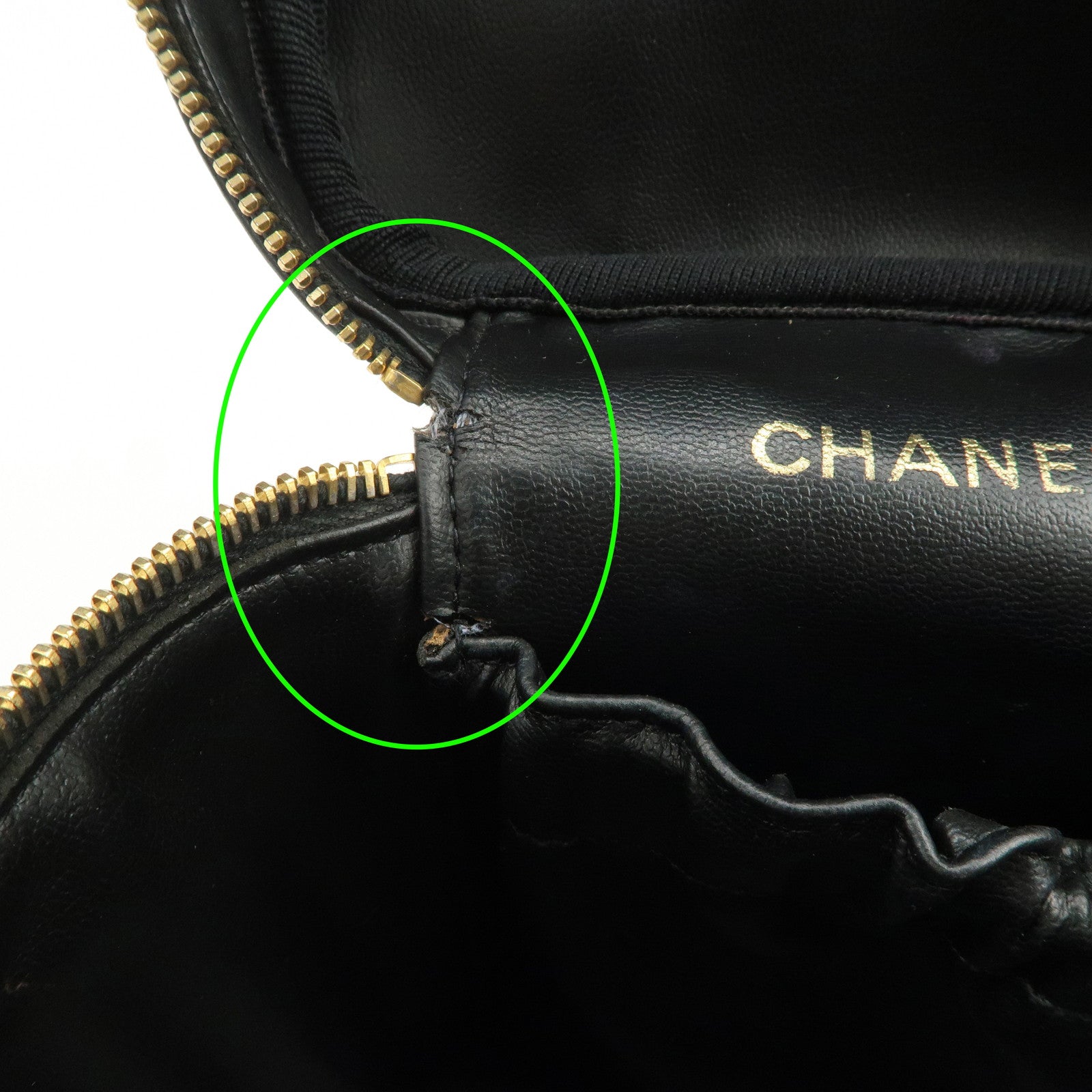 CHANEL Bicolore Lamb Skin Vanity Bag Hand Bag Black A01619