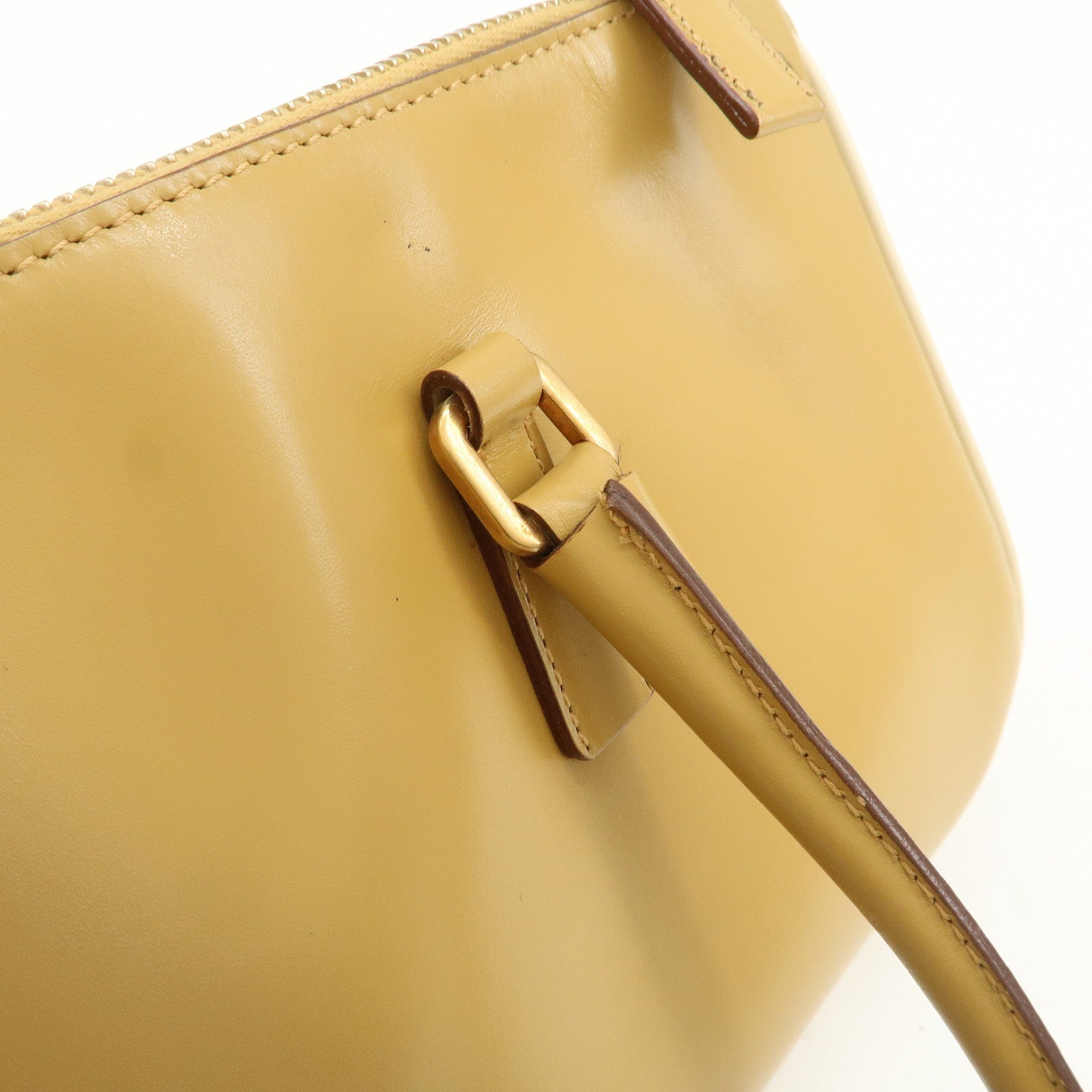 PRADA Leather Shoulder Bag Hand Bag Light Brown