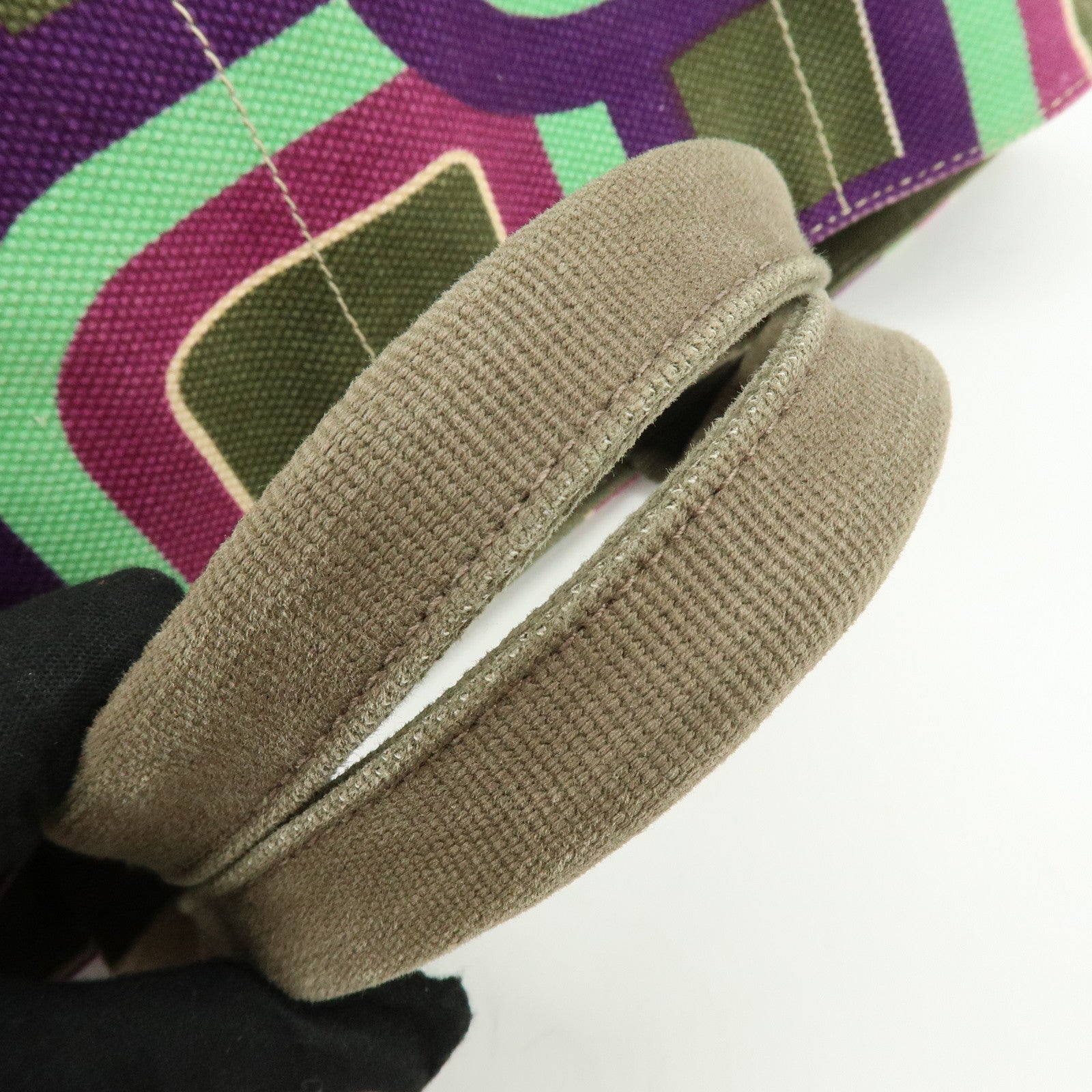 PRADA Triangle Logo Canapa Large Canvas Tote Bag Hand Bag BN1872