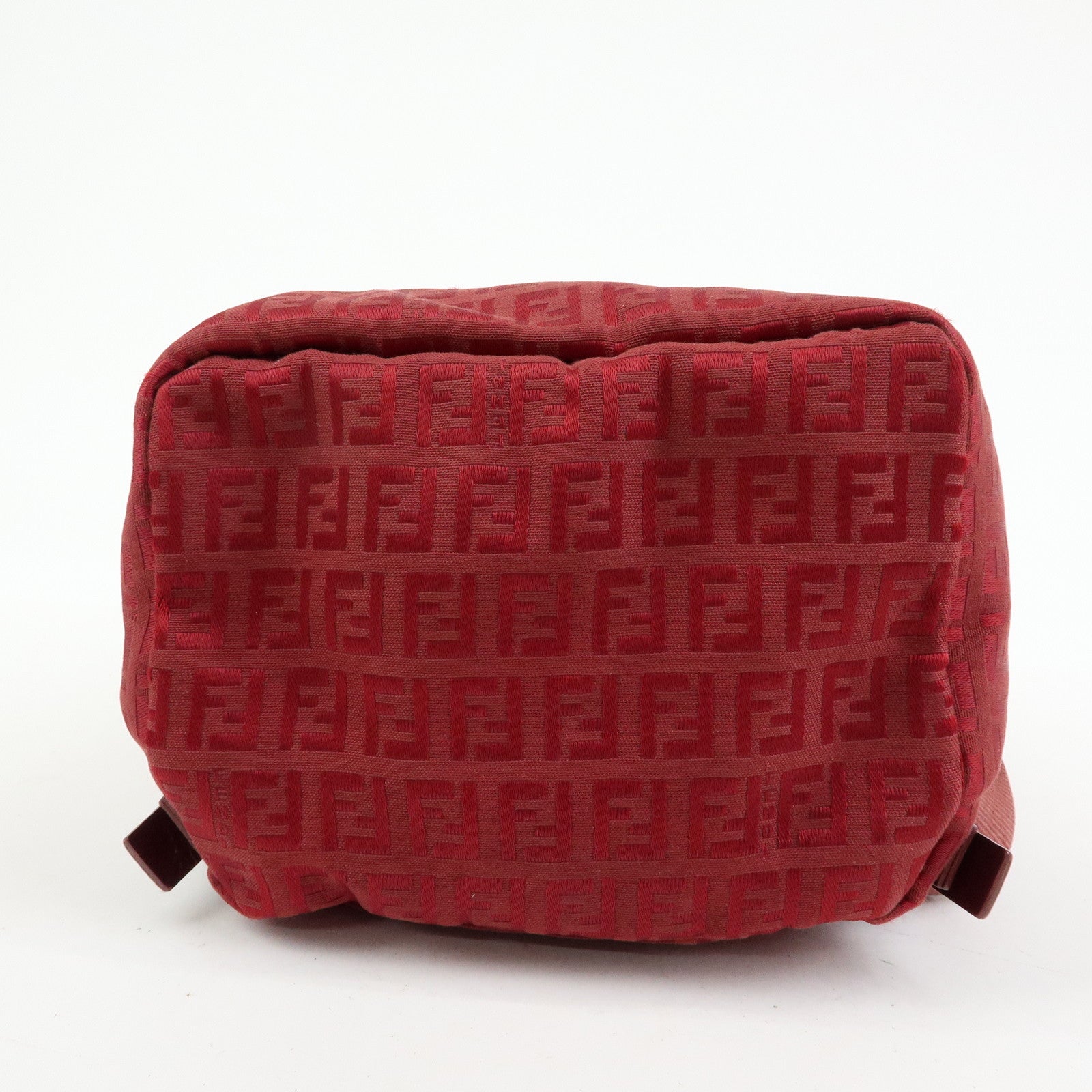 FENDI Zucchino Canvas Leather Backpack Rucksuck Red 8BZ001