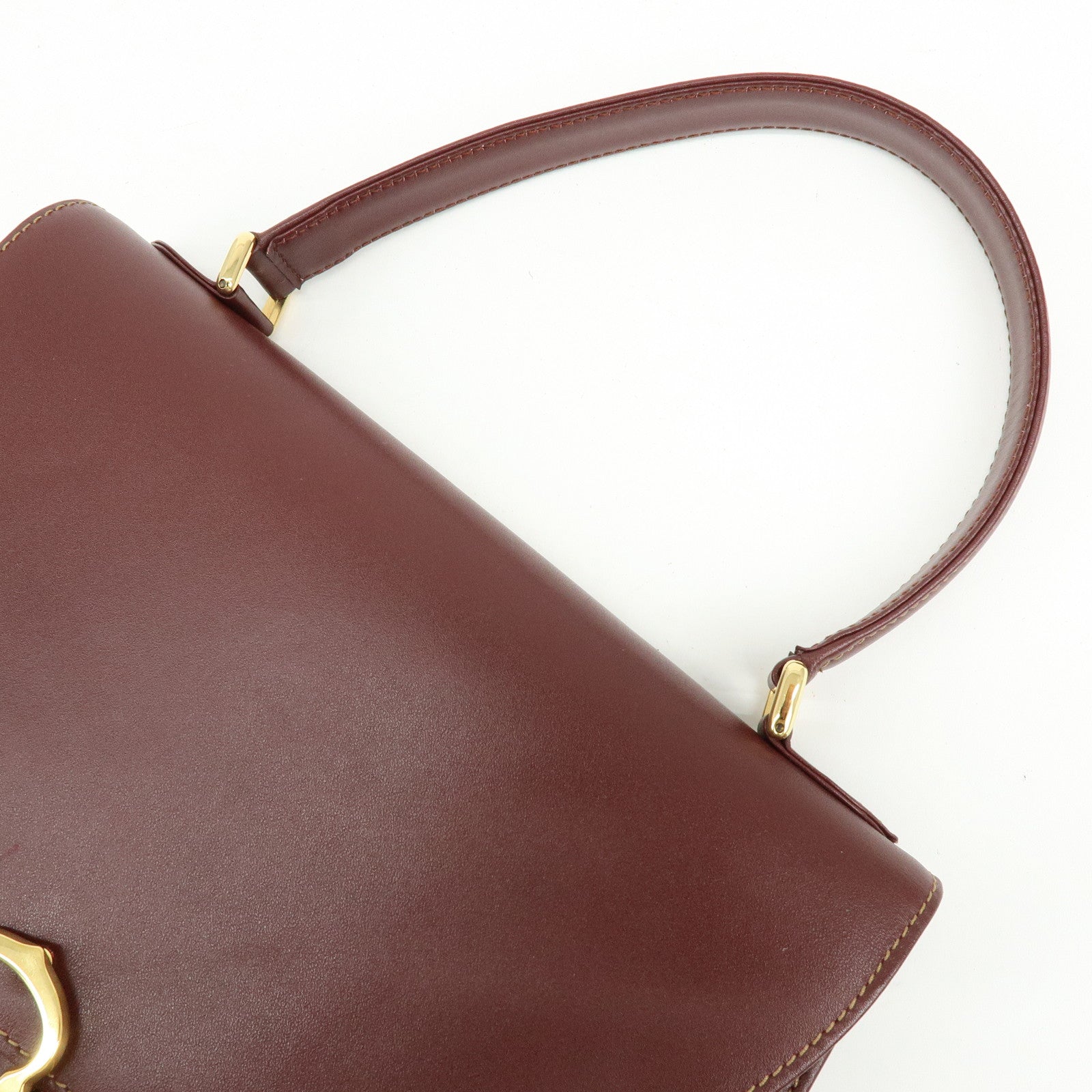 Cartier Must de Cartier Calf Skin Hand Bag Tote Bag Bordeaux