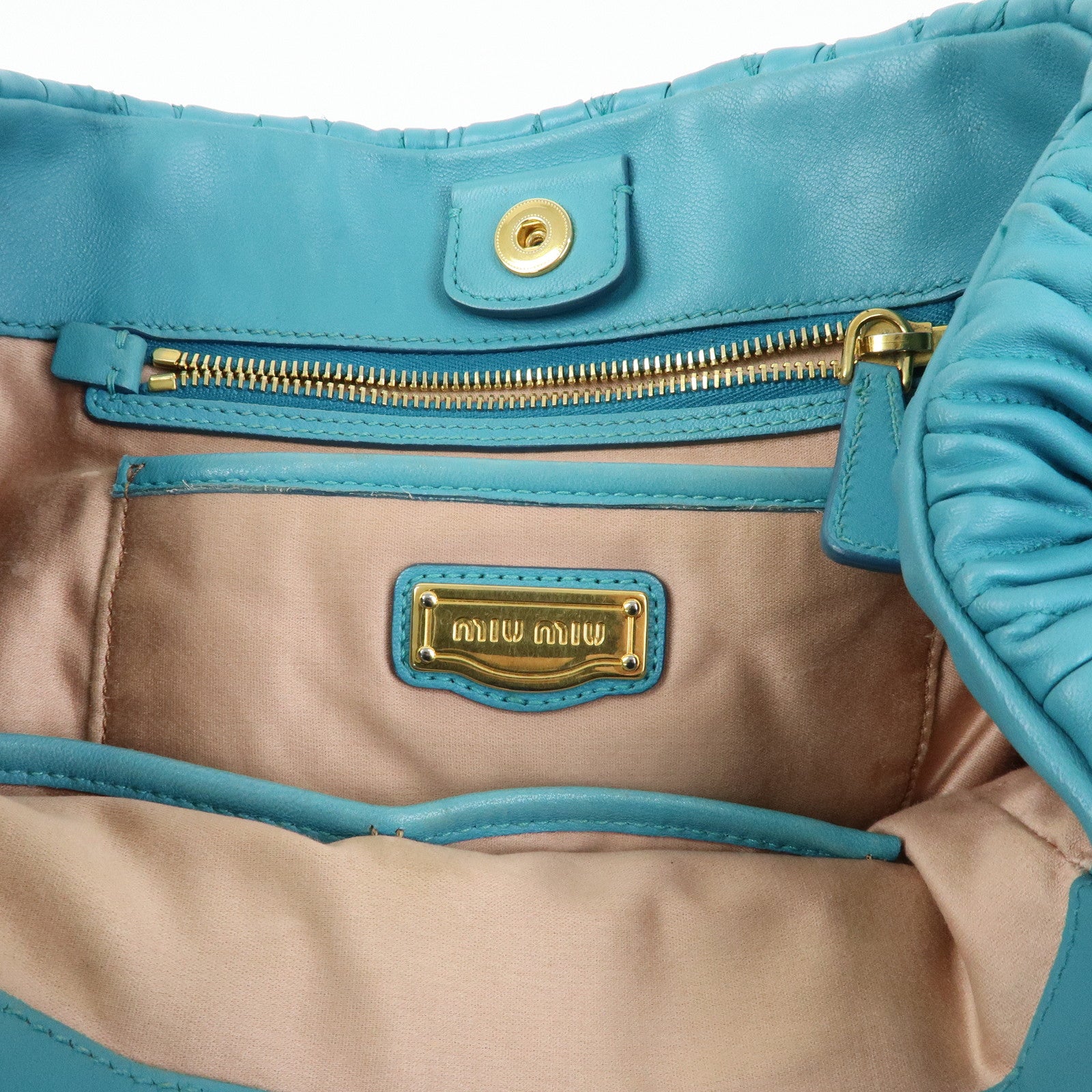 MIU MIU Matelasse Nappa Leather 2Way Bag Hand Bag Marine 5BE886