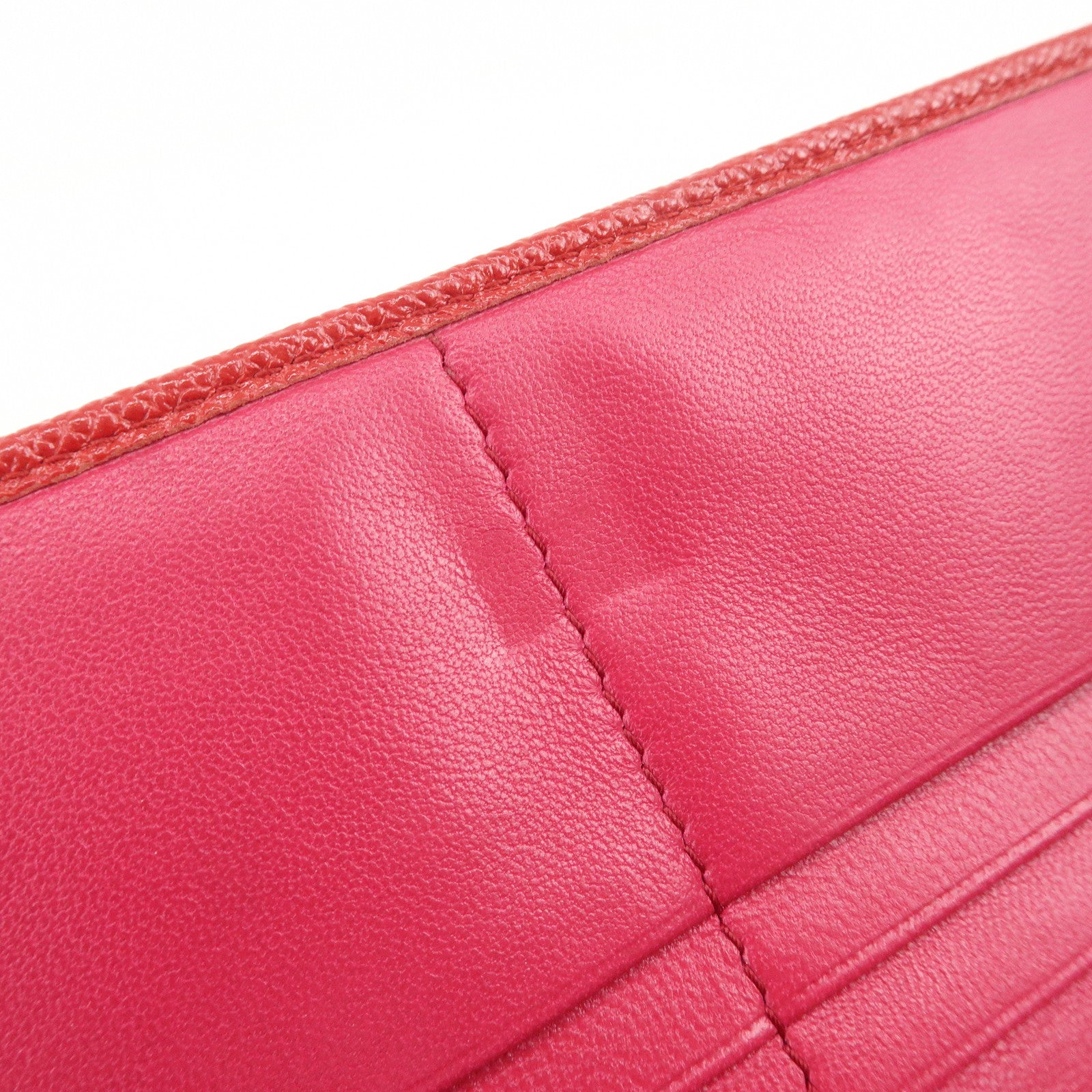 BVLGARI Logo Leather Bi-Fold Long Wallet Red
