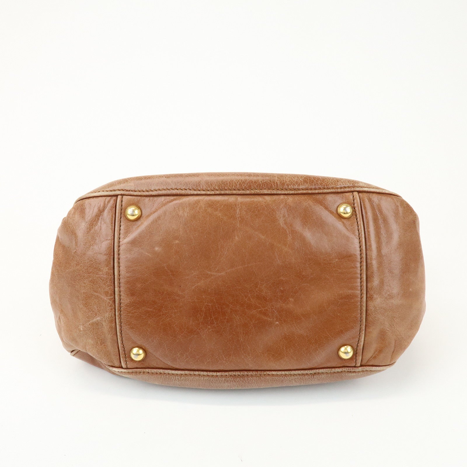 MIU MIU Leather Side Ribbon 2Way Shoulder Bag Hand Bag Brown RN0686