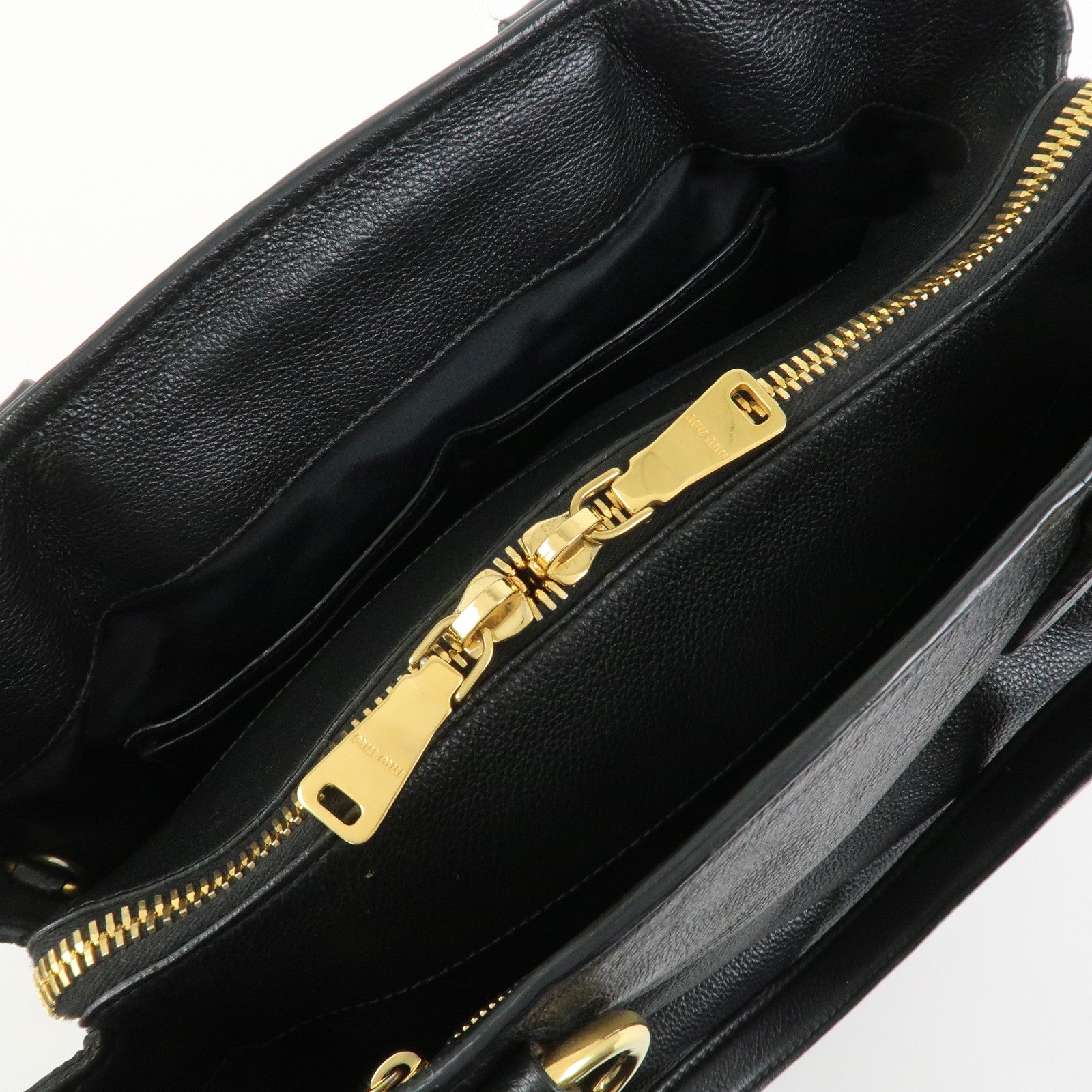 MIU MIU Logo Leather 2Way Bag Shoulder Bag Hand Bag Black RR1901