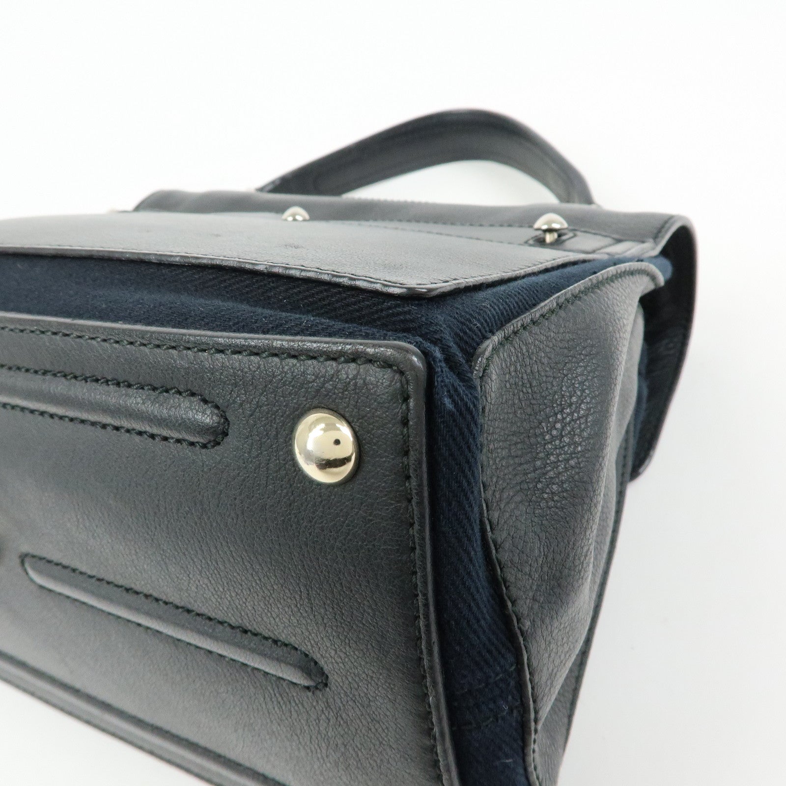 SAINT LAURENT PARIS Muse Two Leather Canvas 2WAY Bag Black 527411