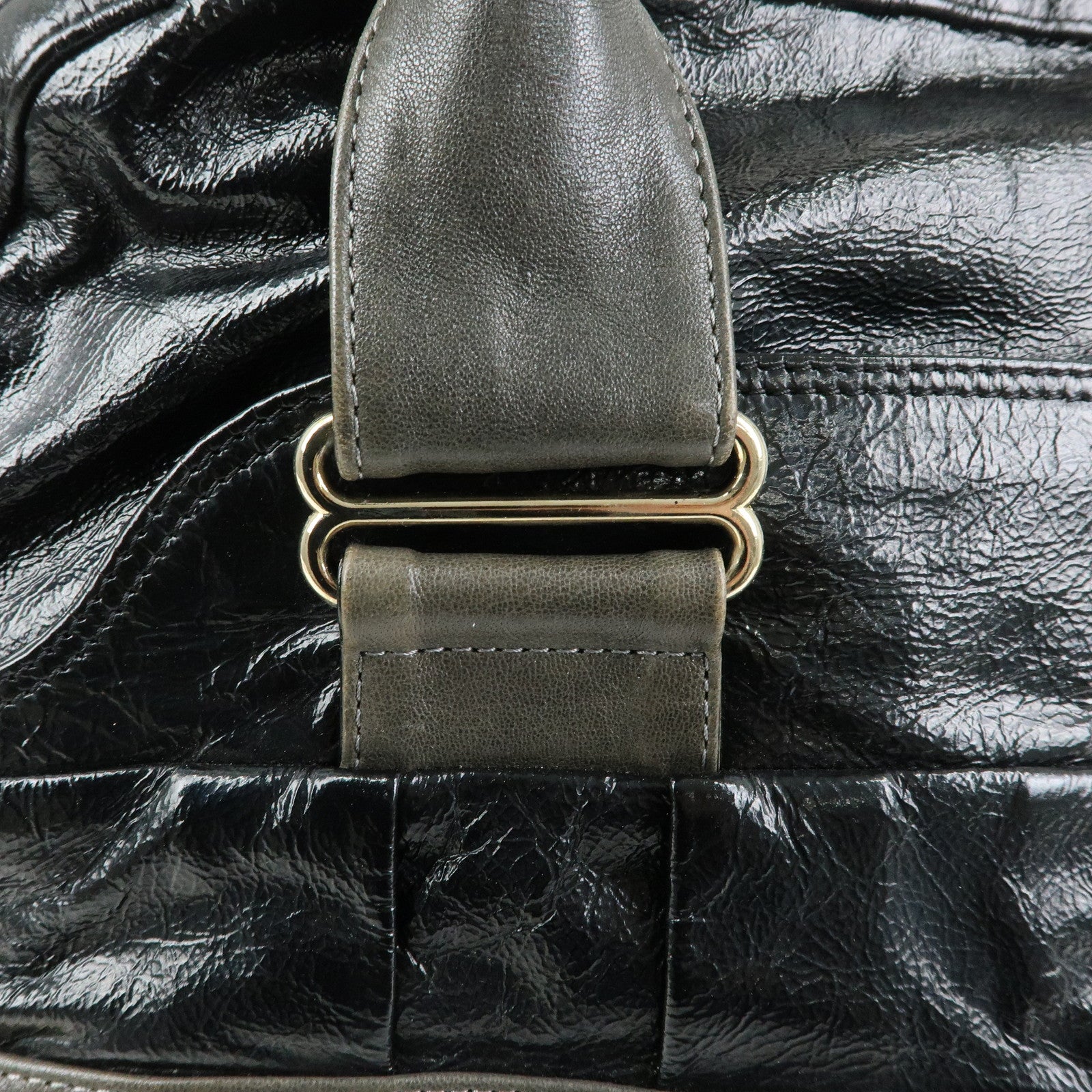 Chloe See by Chloe Leather Boston Bag Hand Bag Metalic Black