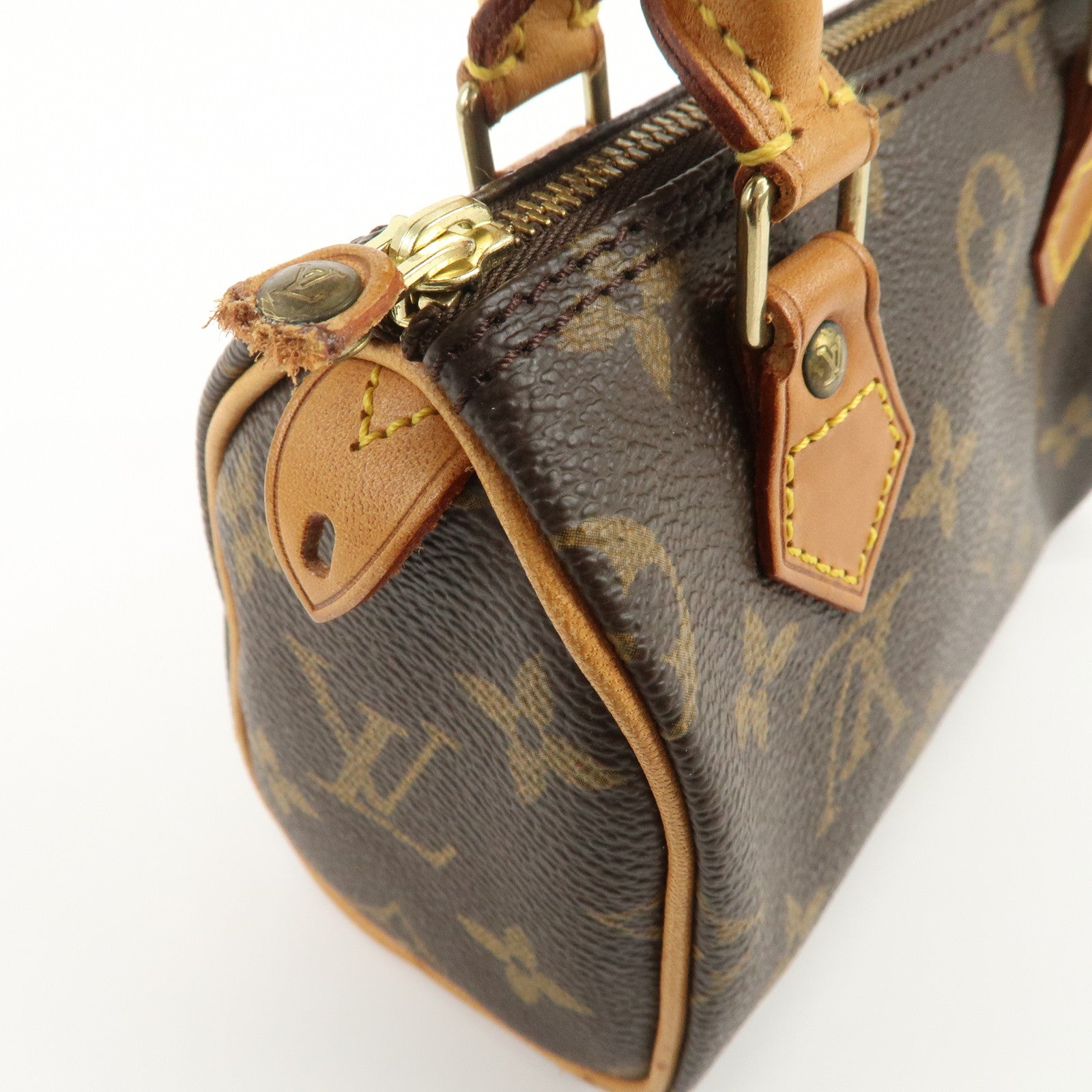 Louis Vuitton Monogram Mini Speedy Hand Bag Boston Bag Brown M41534