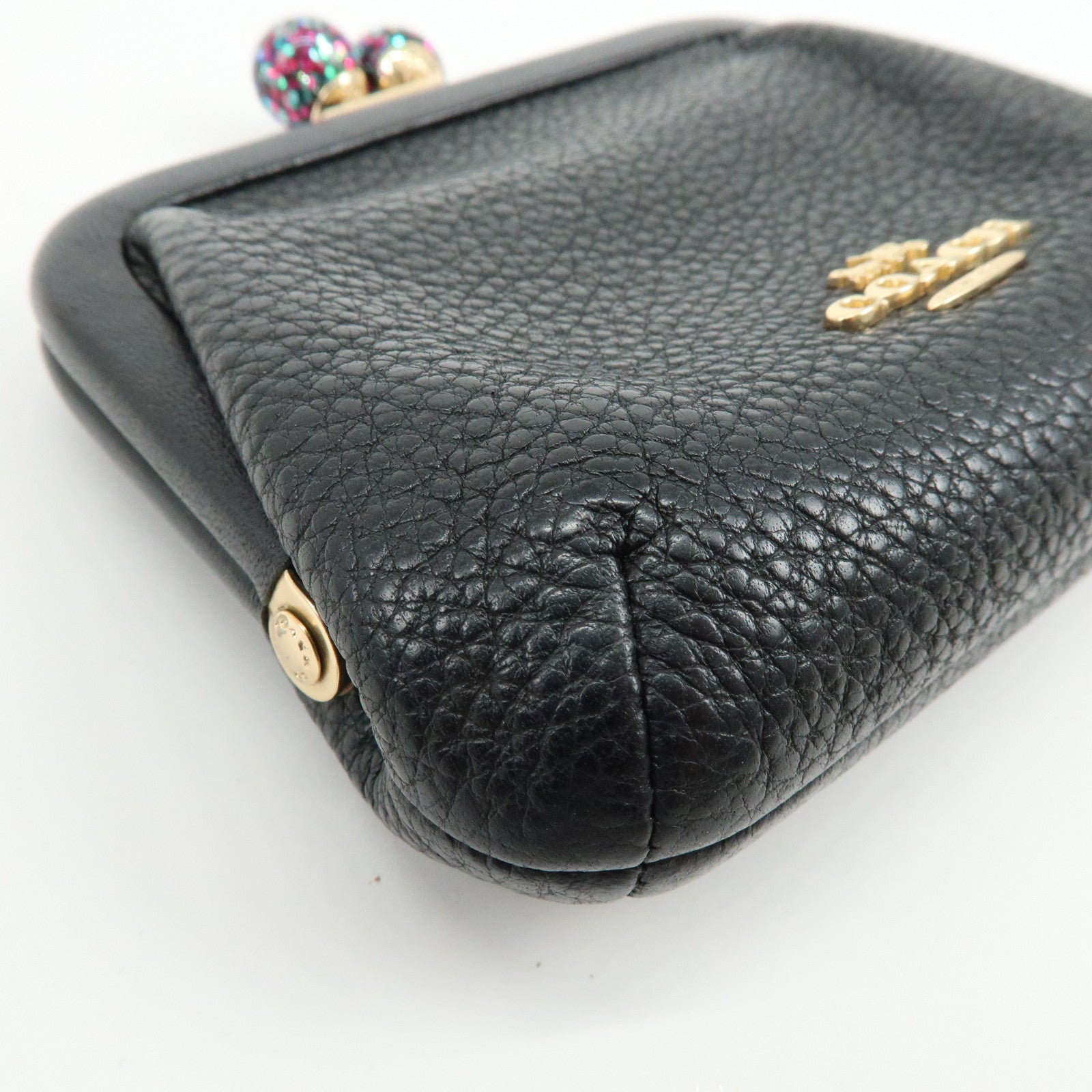 COACH Poppy Set of 2 PVC Leather Coin Purse Pouch Beige Gold Black