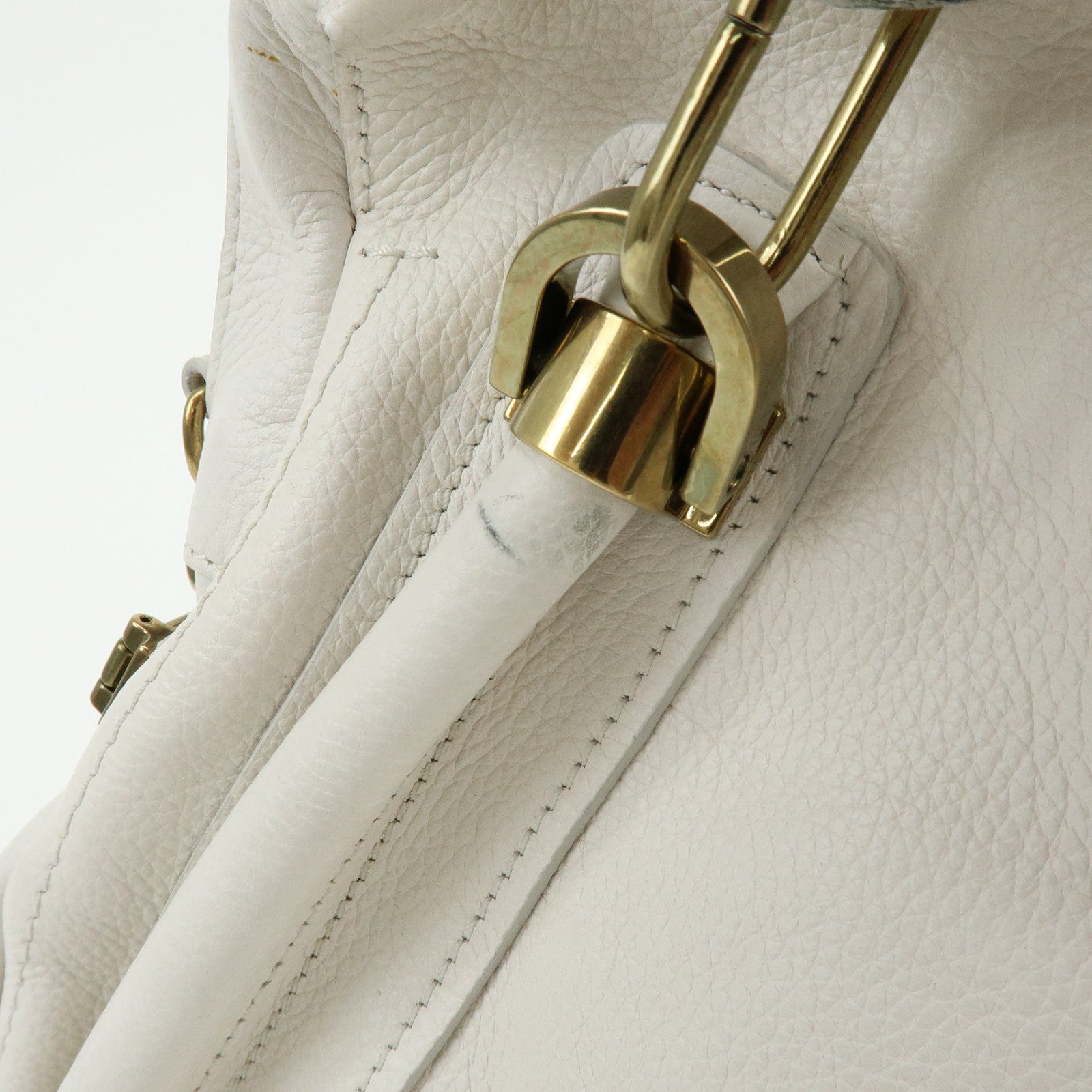 Chloe Paraty Leather 2Way Bag Hand Bag White