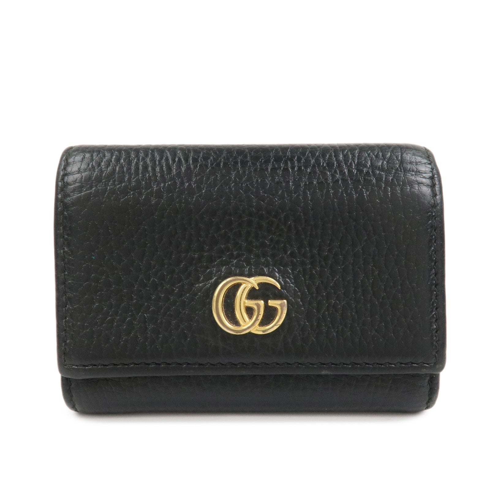GUCCI GG Marmont Leather Small Tri-fold Compact Wallet Black 644407
