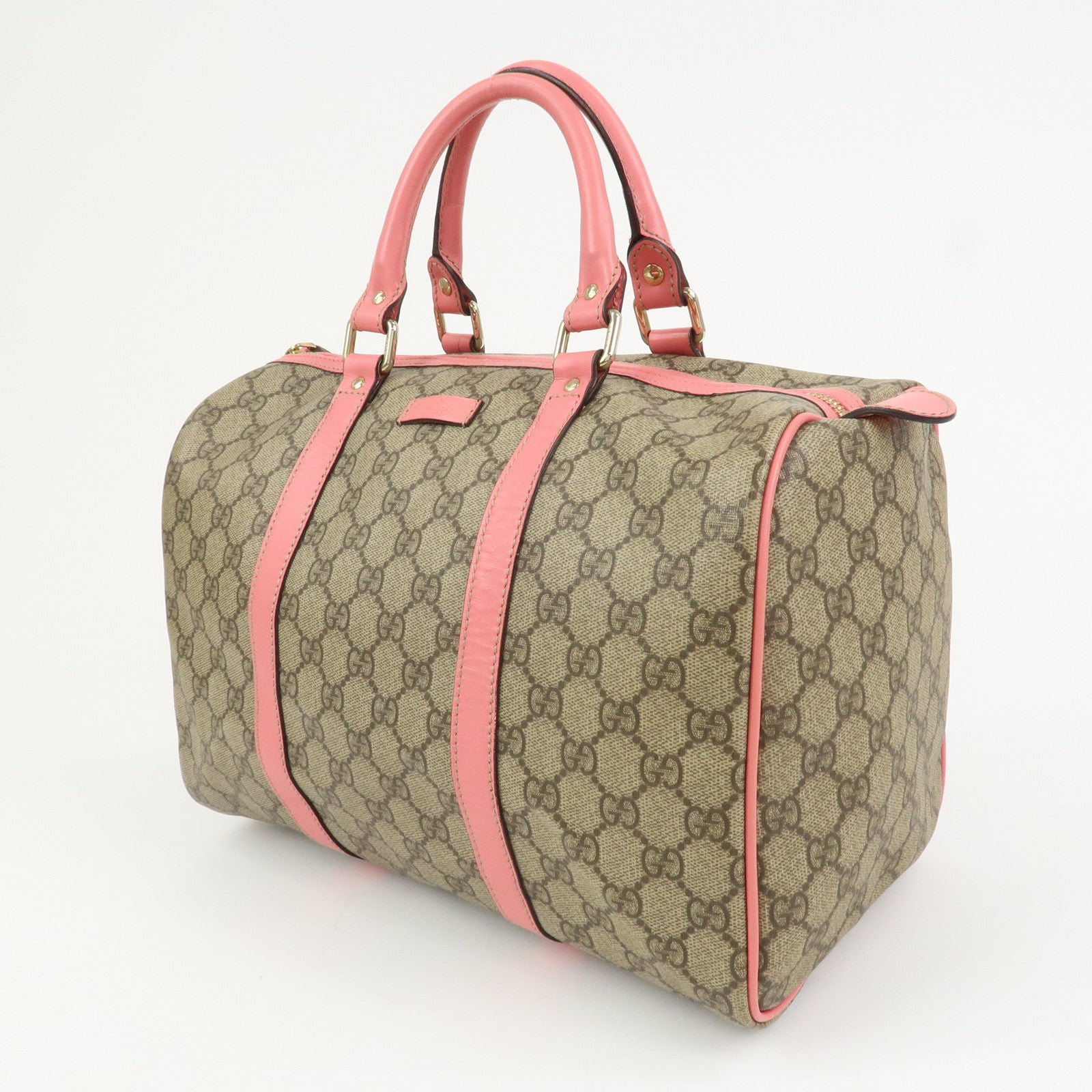 GUCCI GG Supreme Leather Boston Bag Hand Bag Beige Pink 193603