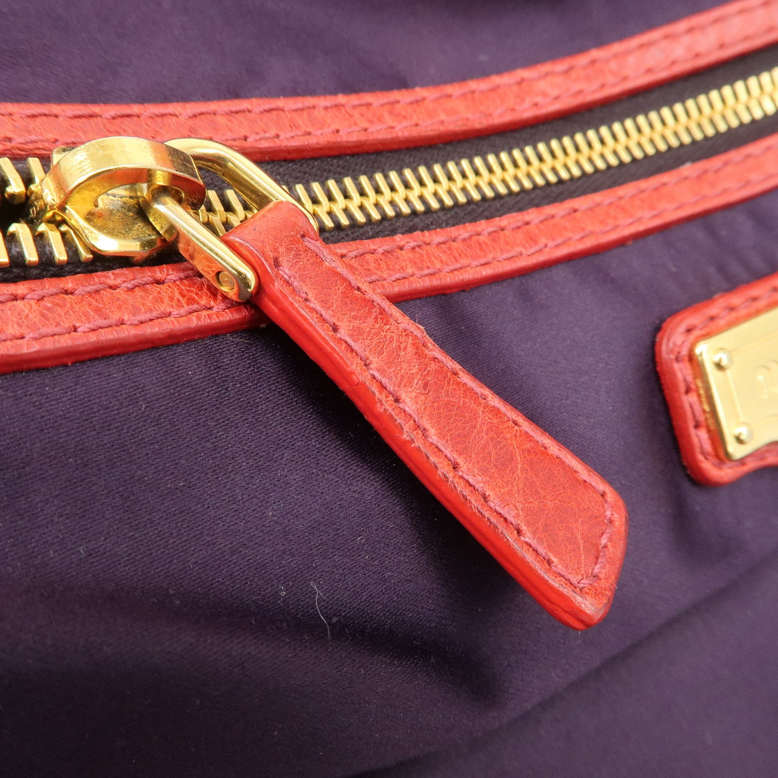 MIU MIU Leather 2WAY Bag Hand Bag Shoulder Bag Red Gold HDW Used