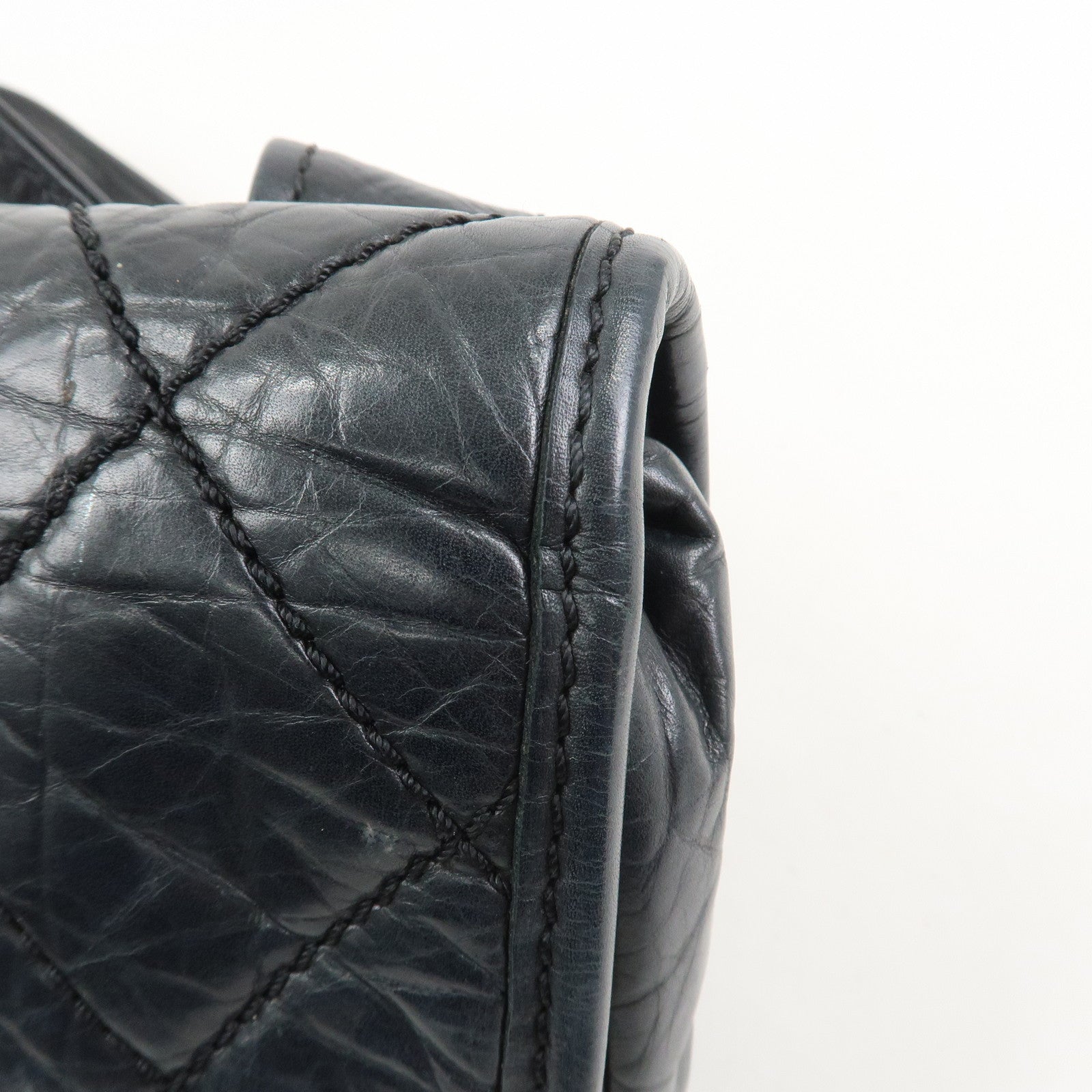 CHANEL Wild Stitch Calf Leather Shoulder Bag Crossbody Bag Black