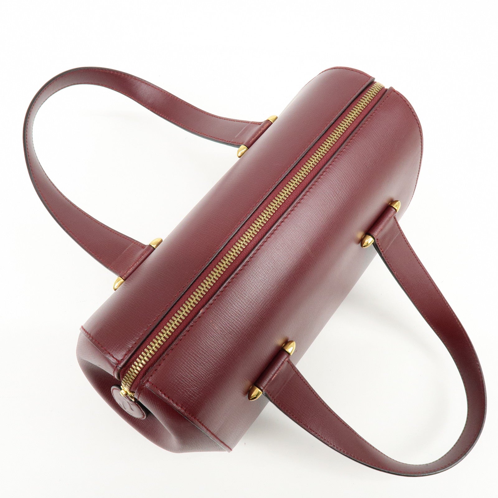 Cartier Must de Cartier Leather Boston Bag Hand Bag Bordeaux